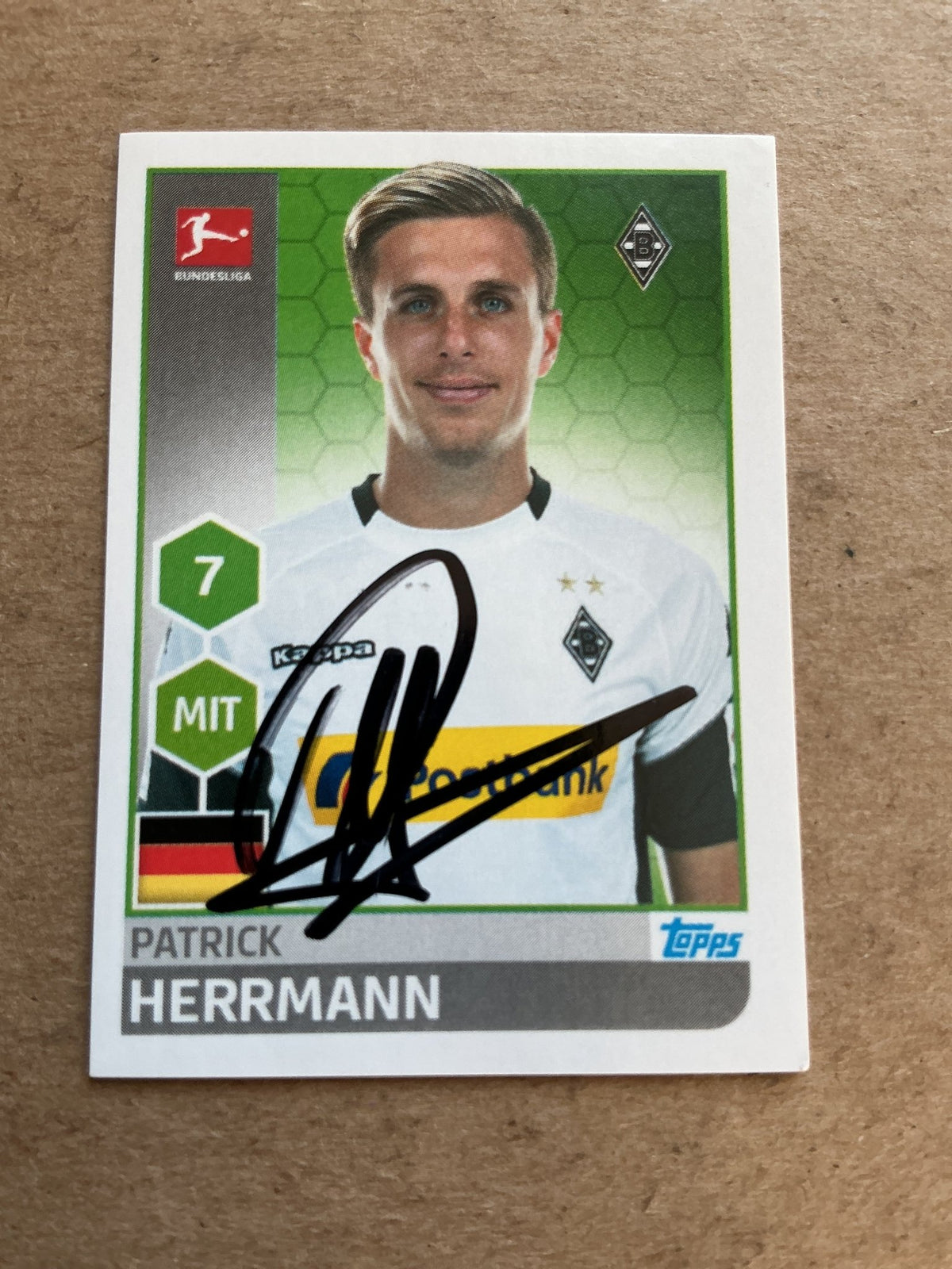 Patrick Herrmann, Germany 🇩🇪 Borussia Mönchengladbach 2017/18 Topps hand signed - Autographs-World