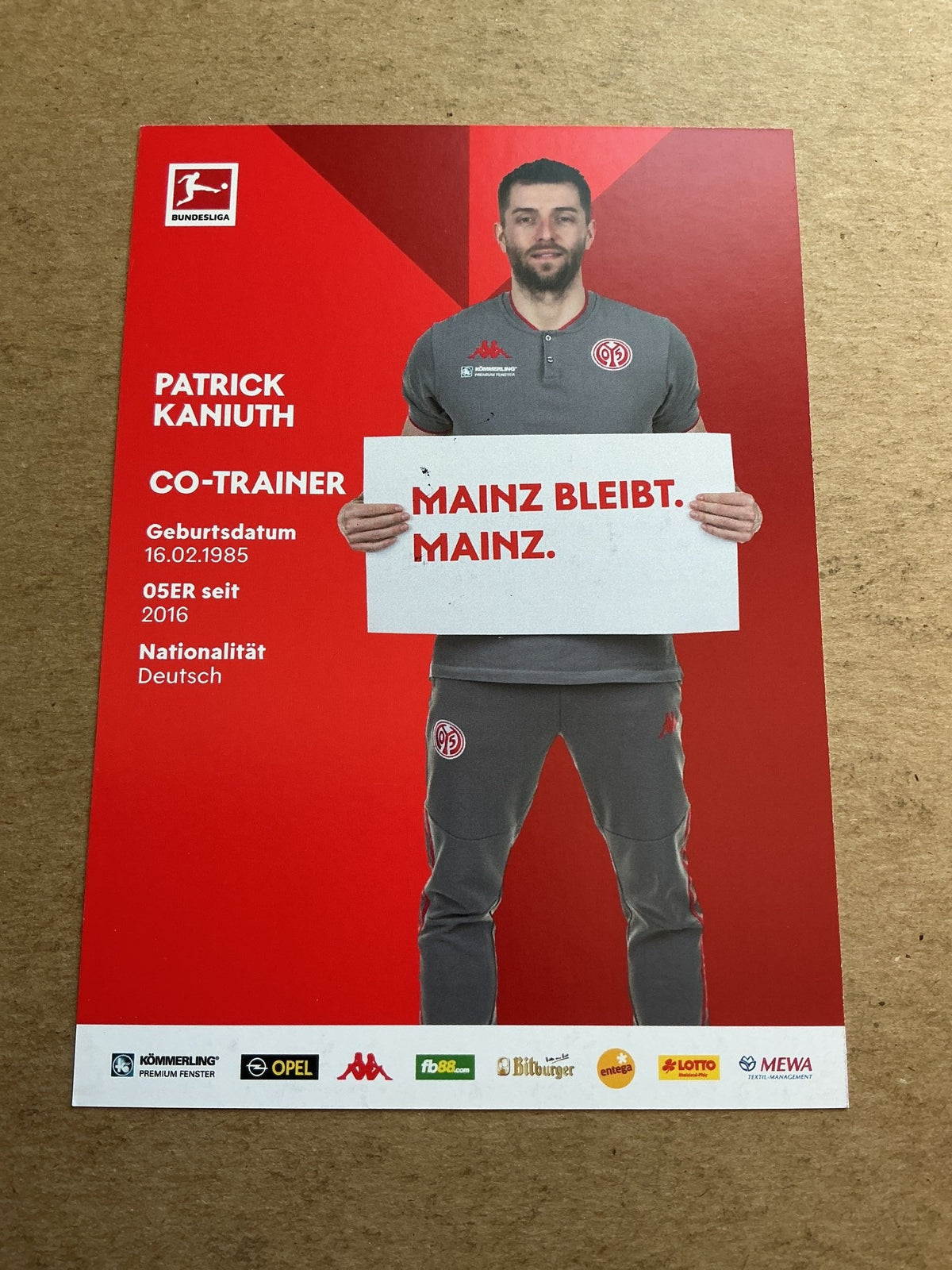 Patrick Kaniuth, Germany 🇩🇪 FSV Mainz 05 2020/21 hand signed - Autographs-World