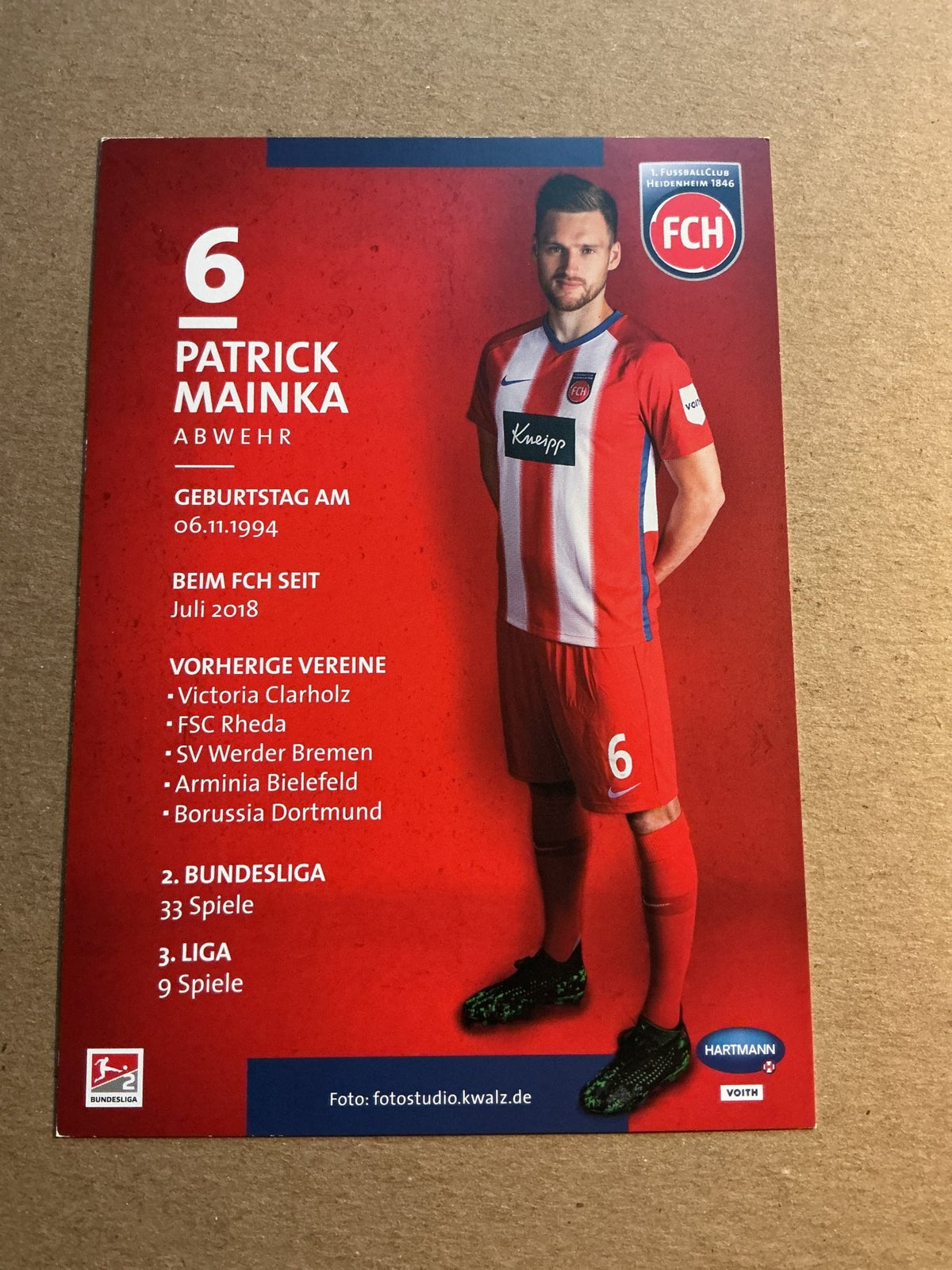 Patrick Mainka, Germany 🇩🇪 1.FC Heidenheim 2019/20 hand signed - Autographs-World
