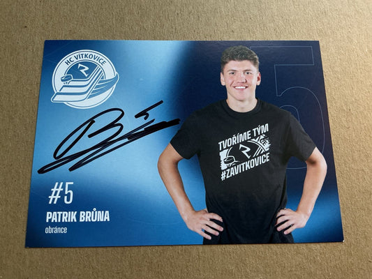 Patrik Brůna, Czech Republic 🇨🇿 HC Vítkovice 2025/26 hand signed - Autographs-World