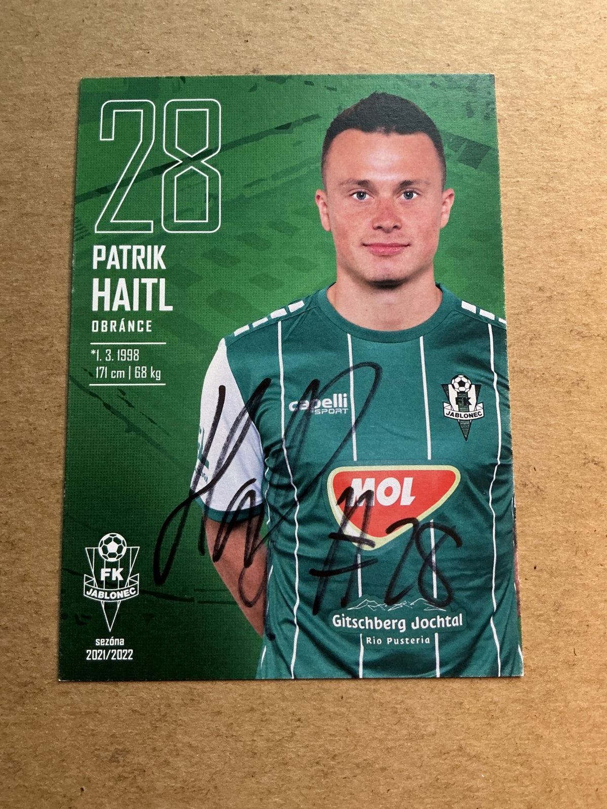 Patrik Haitl, Czech Republic 🇨🇿 FK Jablonec 2021/22 hand signed - Autographs-World