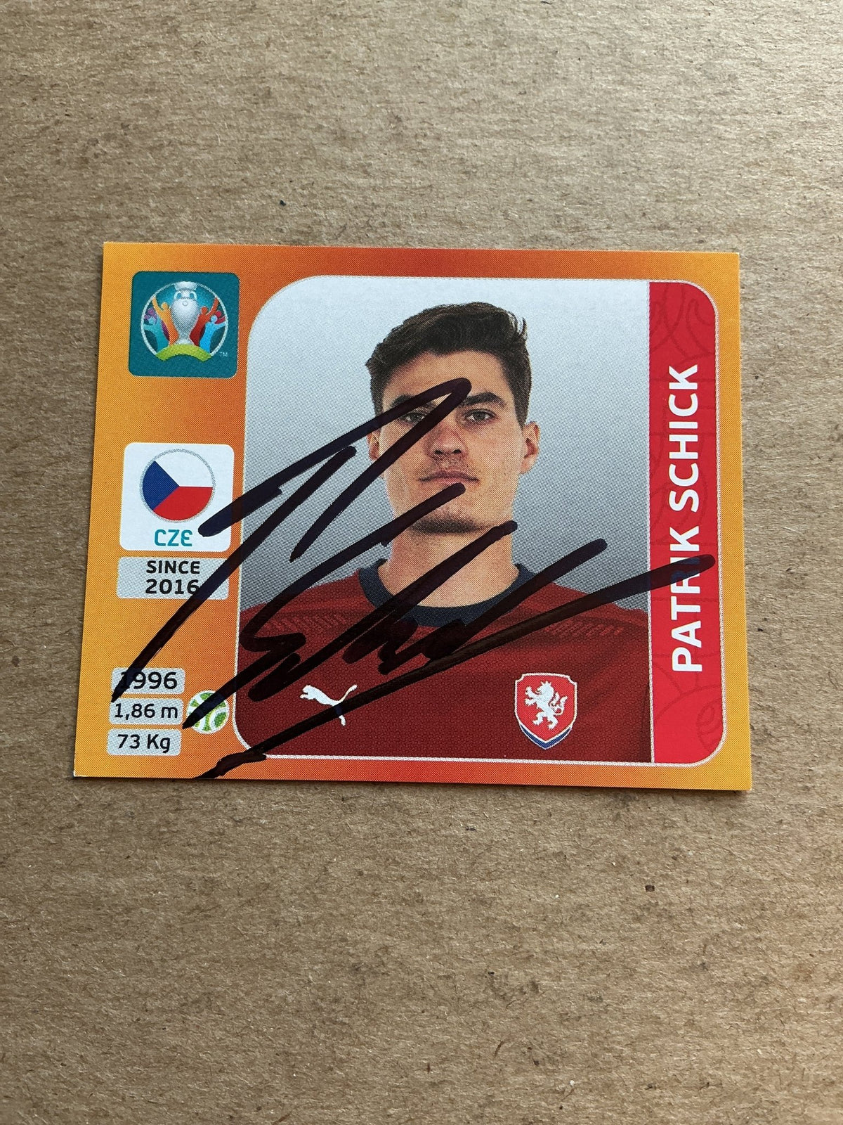Patrik Schick, Czech Republic 🇨🇿 UEFA Euro 2020 Panini hand signed - Autographs-World