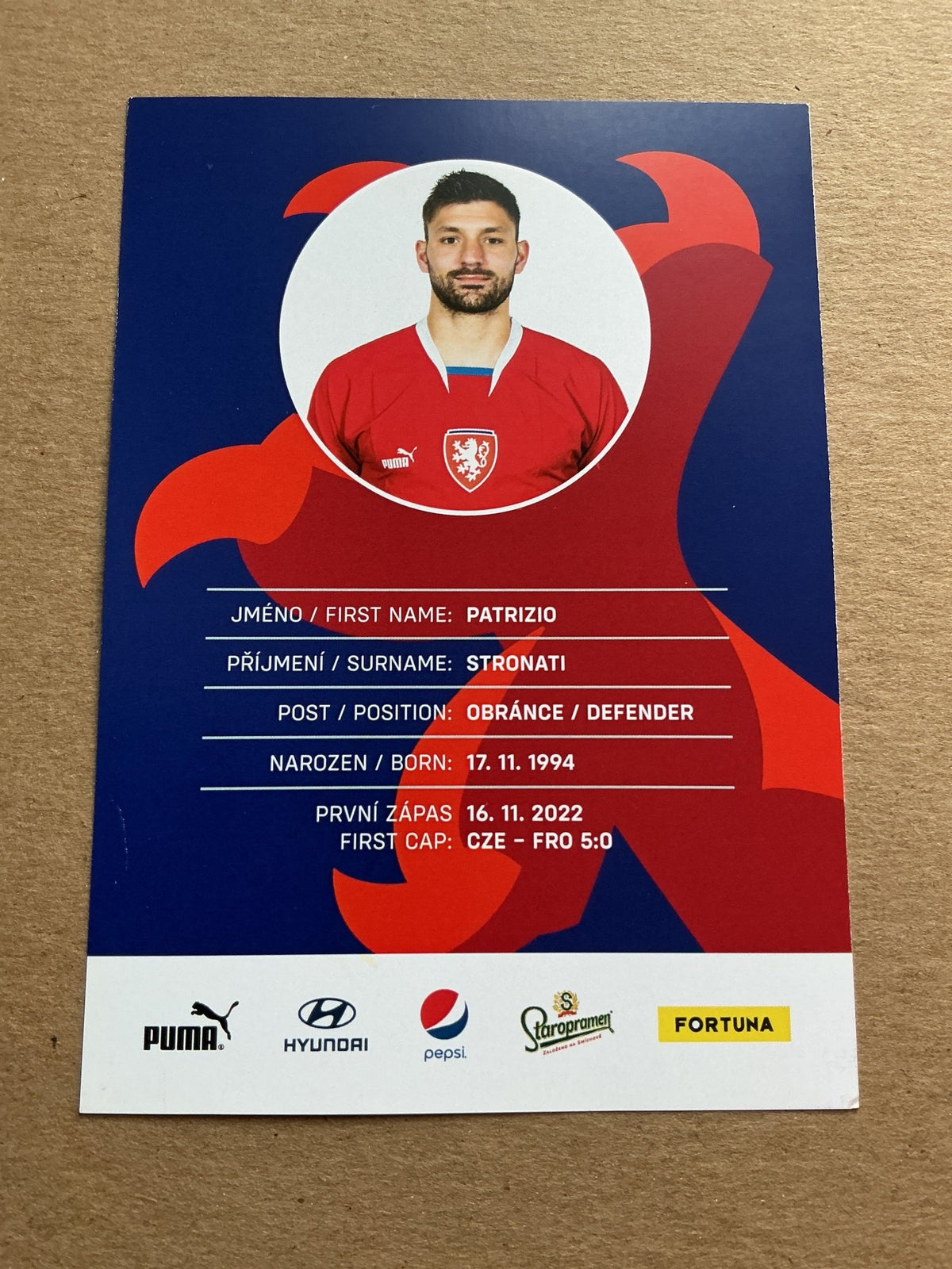Patrizio Stronati, Czech Republic 🇨🇿 2023 Puskás Akadémia hand signed - Autographs-World