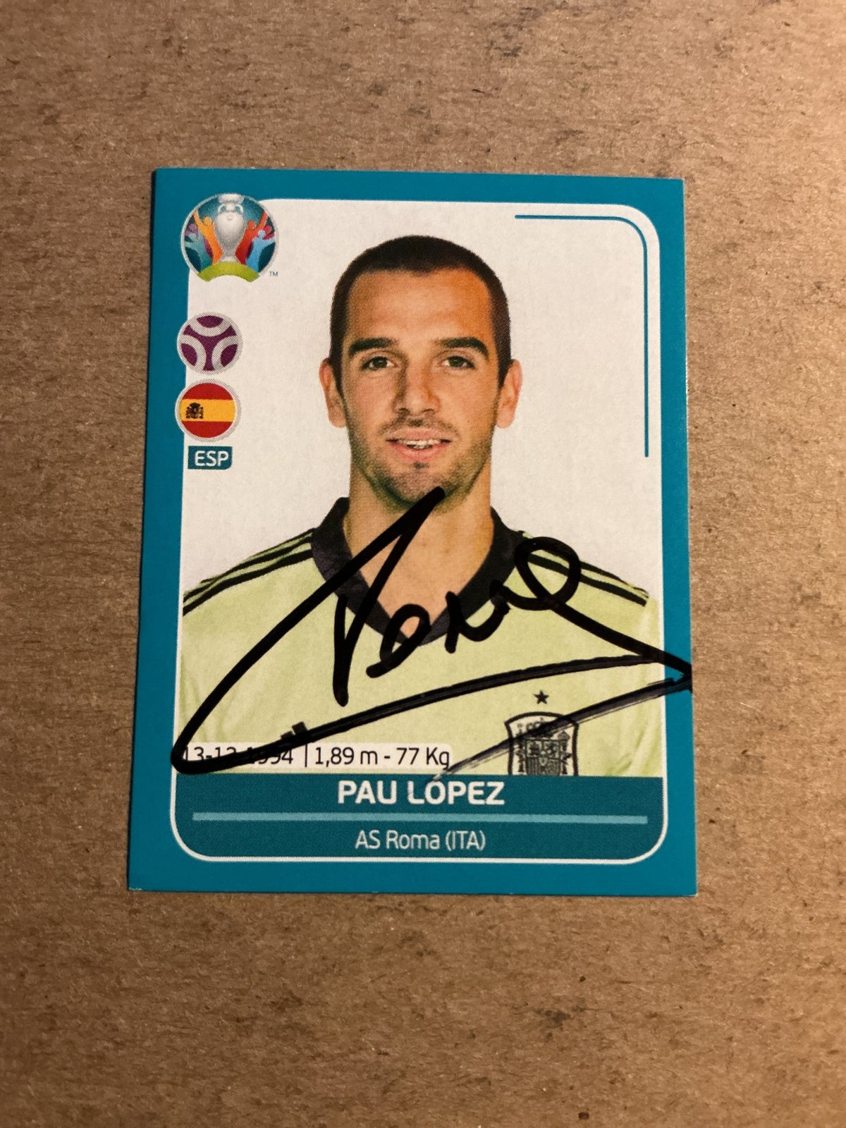 Paul Lopez, Spain 🇪🇸 UEFA Euro 2020 Panini hand signed - Autographs-World