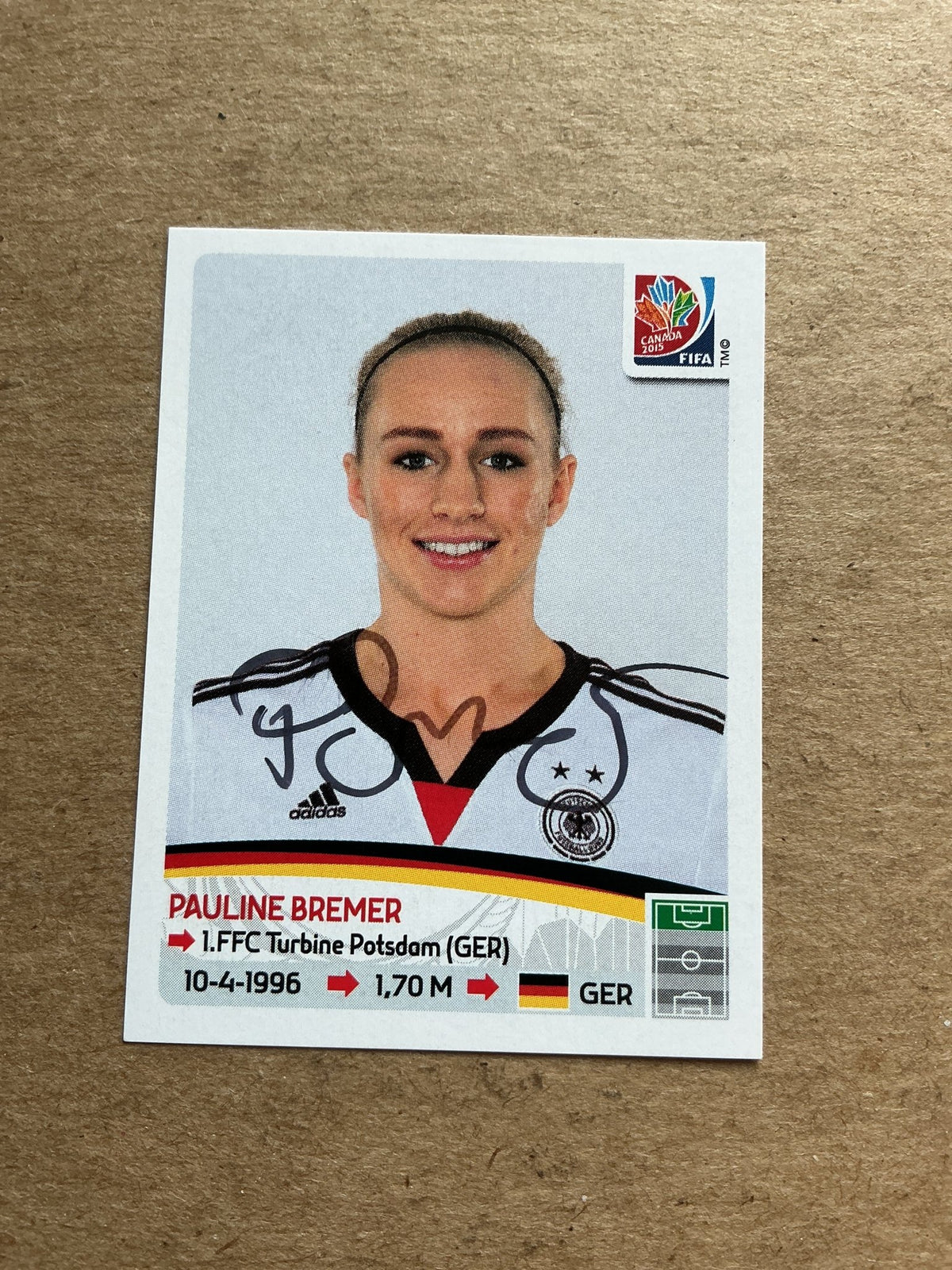Pauline Brehmer, Germany 🇩🇪 FIFA Women’s World Cup 2015 Panini hand signed - Autographs-World