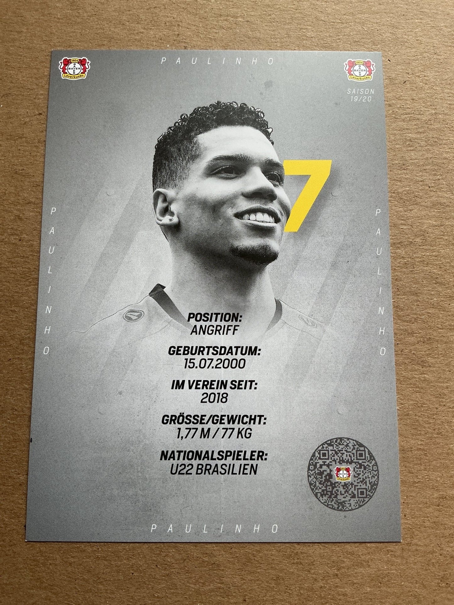 Paulinho, Brazil 🇧🇷 Bayer 04 Leverkusen 2019/20 hand signed - Autographs-World