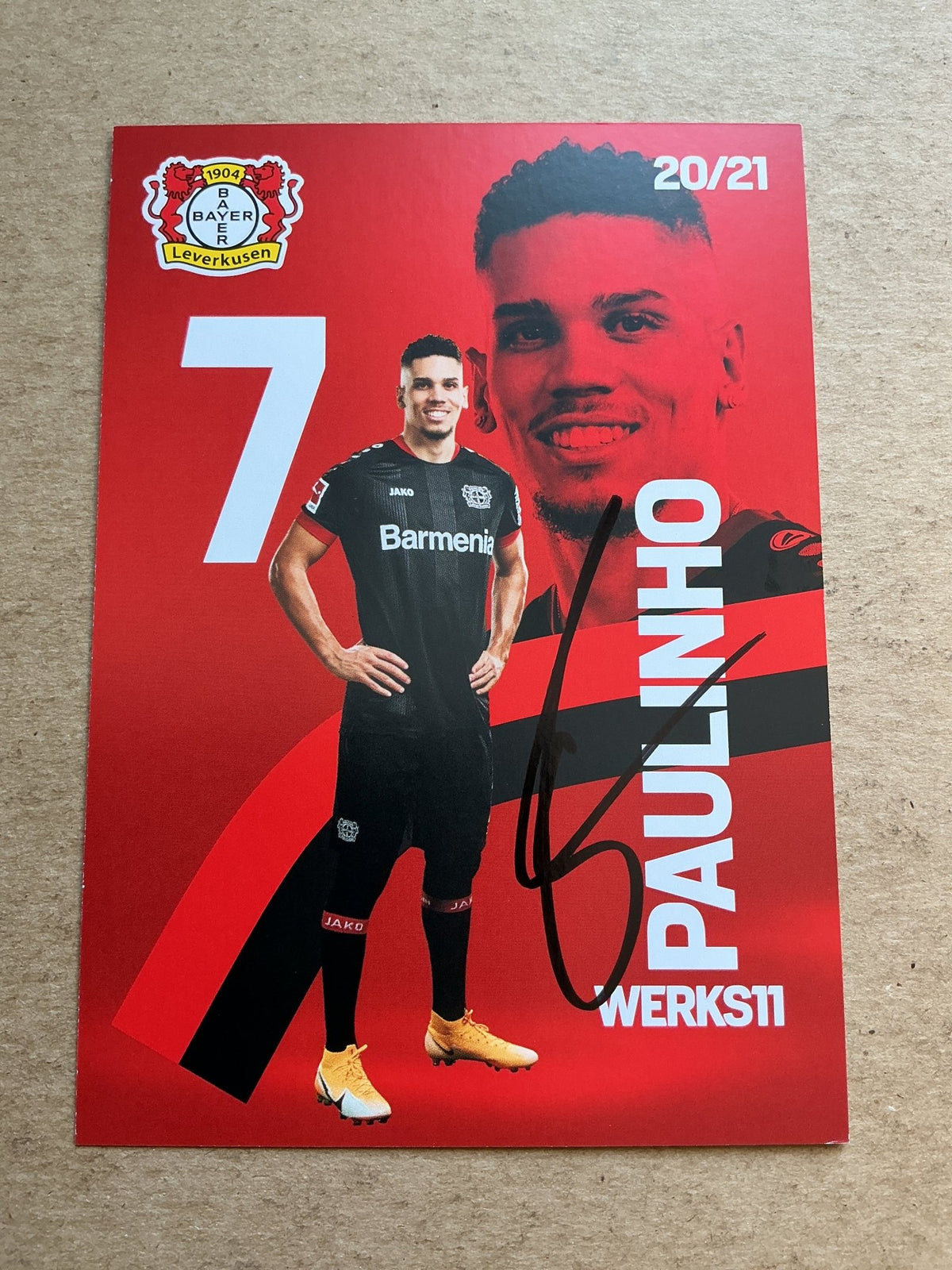 Paulinho, Brazil 🇧🇷 Bayer 04 Leverkusen 2020/21 hand signed - Autographs-World