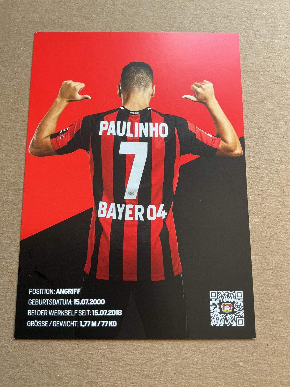 Paulinho, Brazil 🇧🇷 Bayer 04 Leverkusen 2021/22 hand signed - Autographs-World