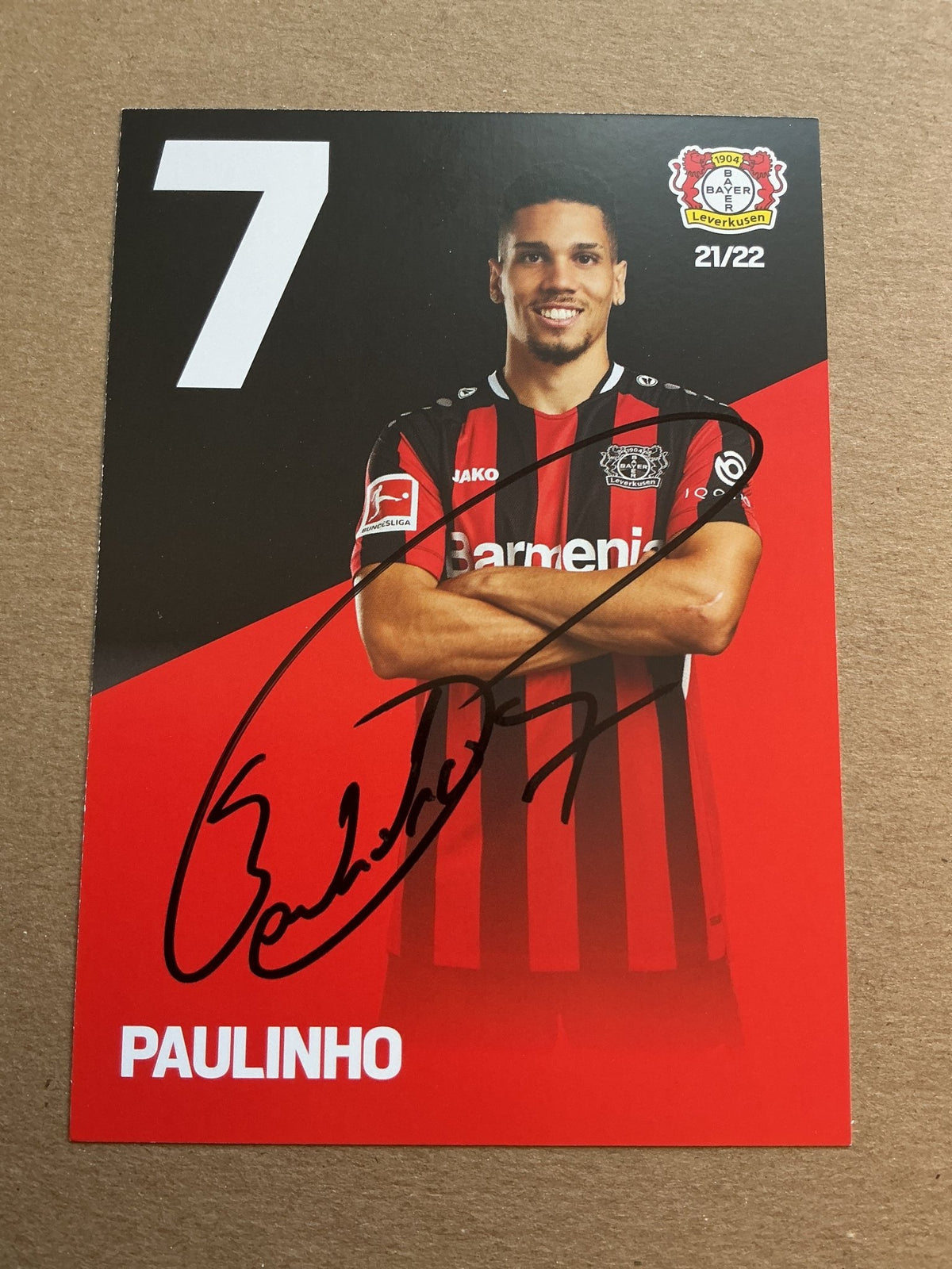 Paulinho, Brazil 🇧🇷 Bayer 04 Leverkusen 2021/22 hand signed - Autographs-World