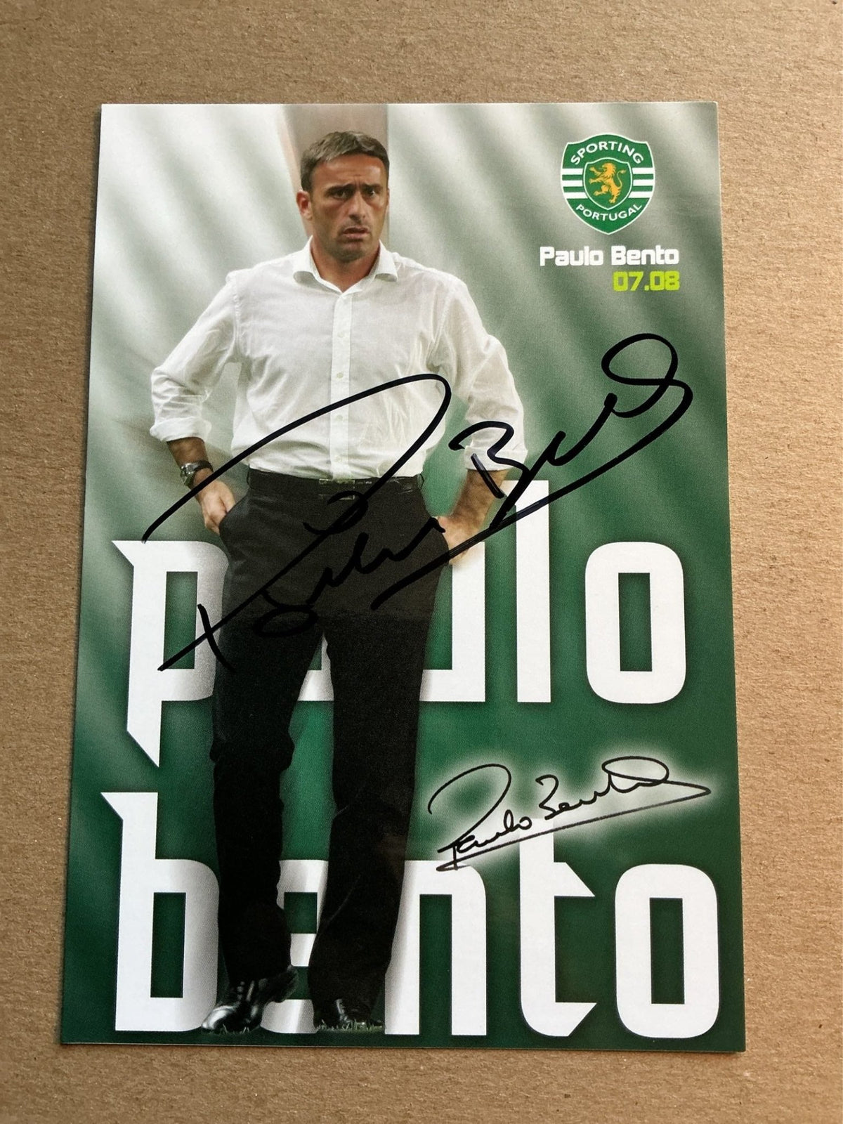 Paulo Bento, Portugal 🇵🇹 Sporting CP 2007/08 hand signed - Autographs-World