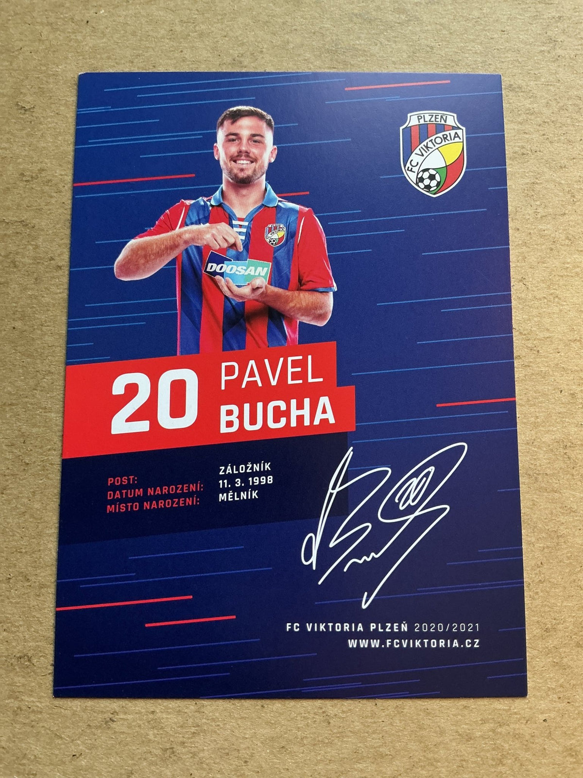 Pavel Bucha, Czech Republic 🇨🇿 FC Viktoria Plzeň 2020/21 hand signed - Autographs-World