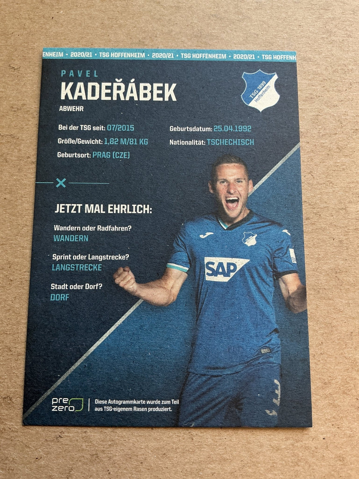 Pavel Kadeřábek, Czech Republic 🇨🇿 TSG 1899 Hoffenheim 2020/21 hand signed - Autographs-World