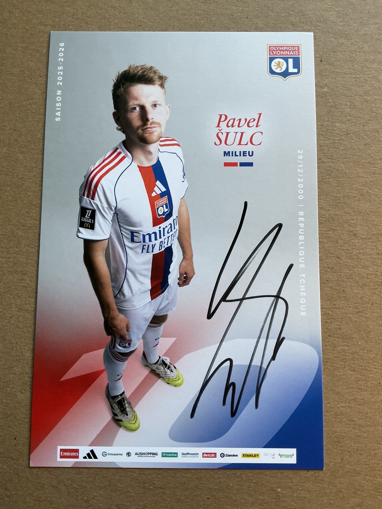 Pavel Šulc, Czech Republic 🇨🇿 Olympique Lyon 2025/26 hand signed - Autographs-World
