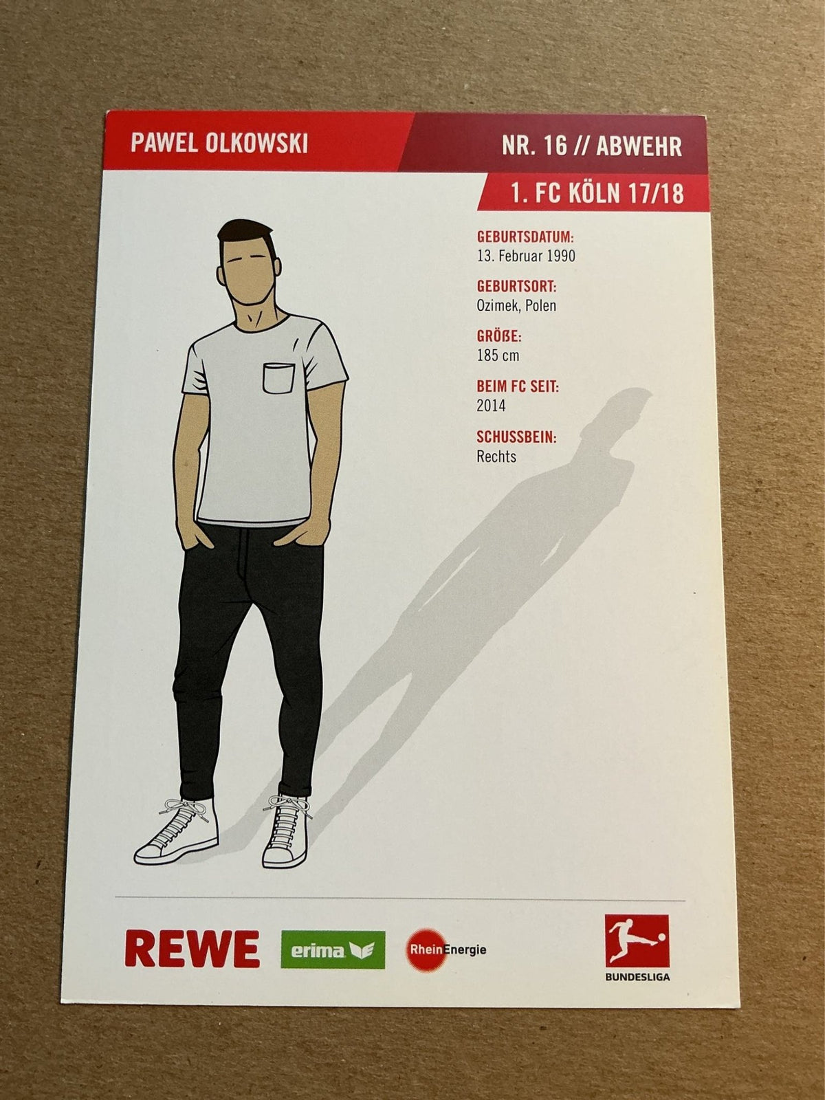 Pawel Olkowski, Poland 🇵🇱 1.FC Köln 2017/18 hand signed - Autographs-World