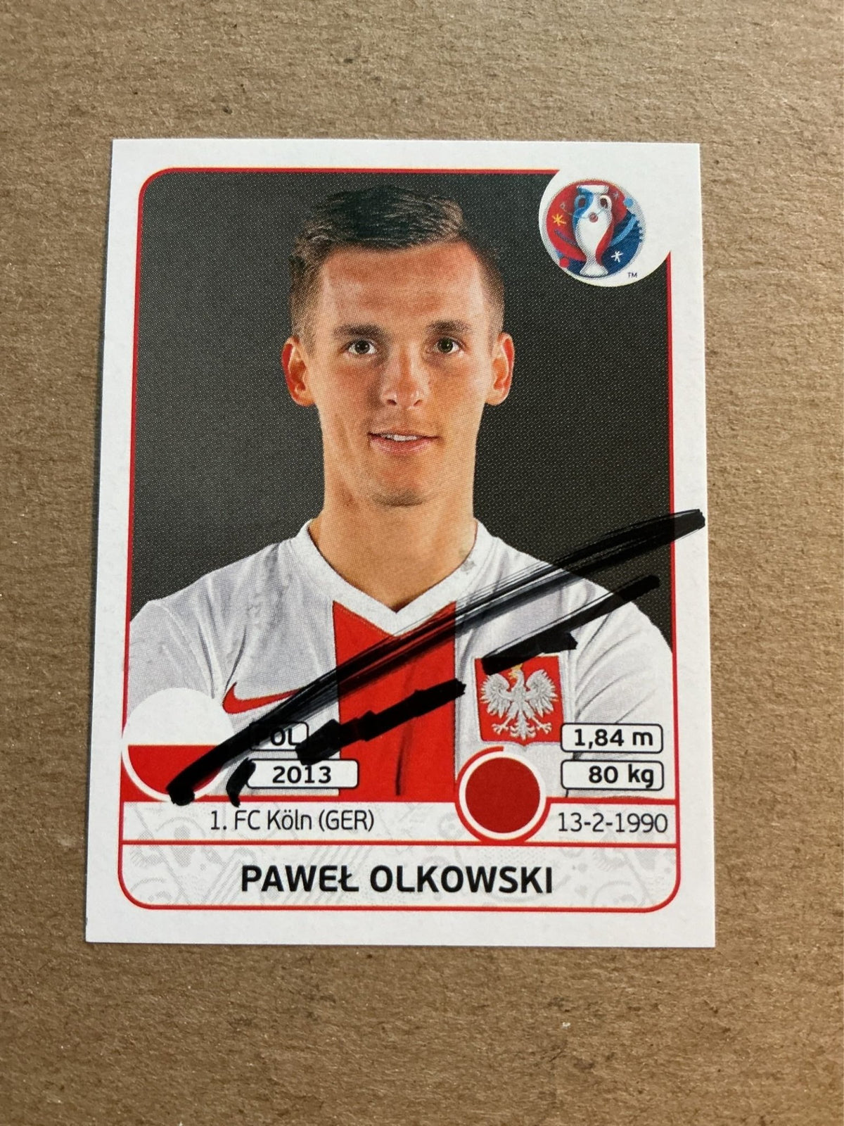 Paweł Olkowski, Poland 🇵🇱 UEFA Euro 2016 Panini hand signed - Autographs-World