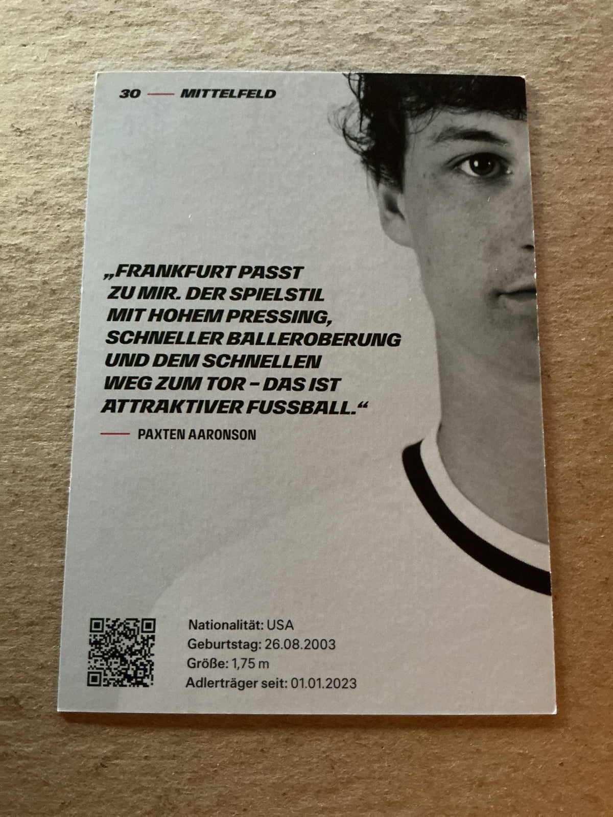 Paxten Aaronson, USA 🇺🇸 Eintracht Frankfurt 2022/23 hand signed - Autographs-World