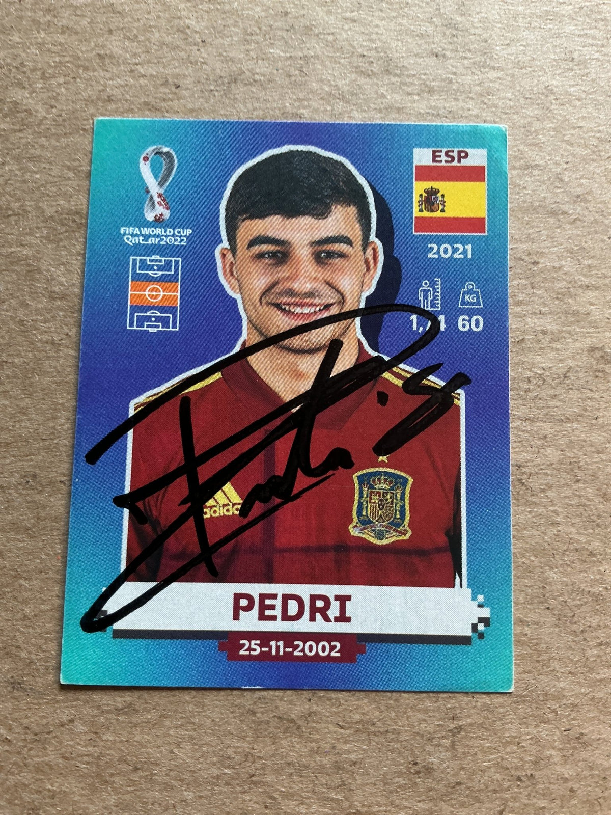 Pedri, Spain 🇪🇸 FIFA World Cup 2022 Panini hand signed - Autographs-World