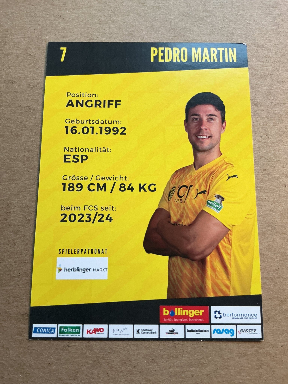 Pedro Martin, Spain 🇪🇸 FC Schaffhausen 2023/24 hand signed - Autographs-World