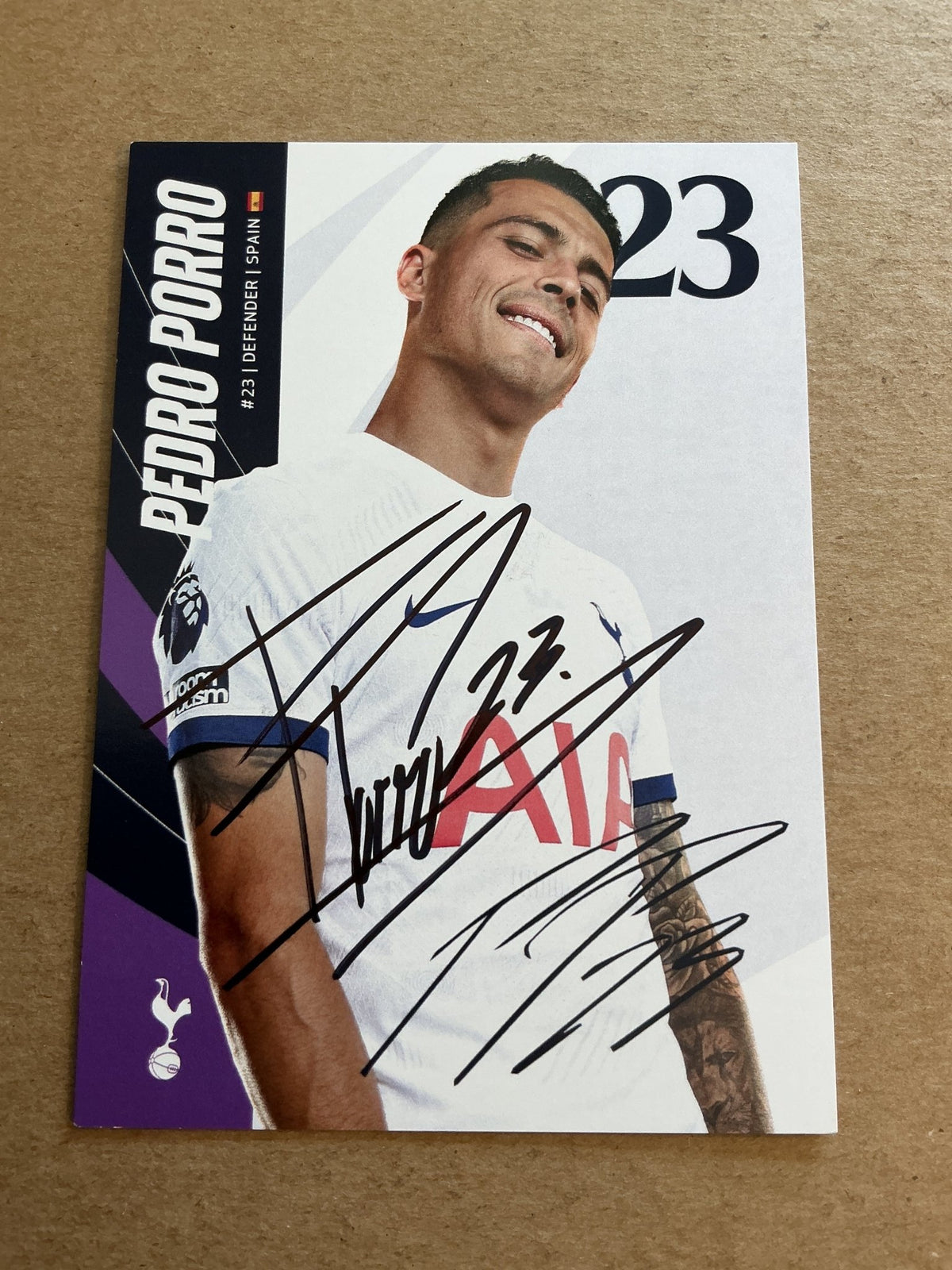 Pedro Porro, Spain 🇪🇸 Tottenham Hotspur 2023/24 hand signed - Autographs-World