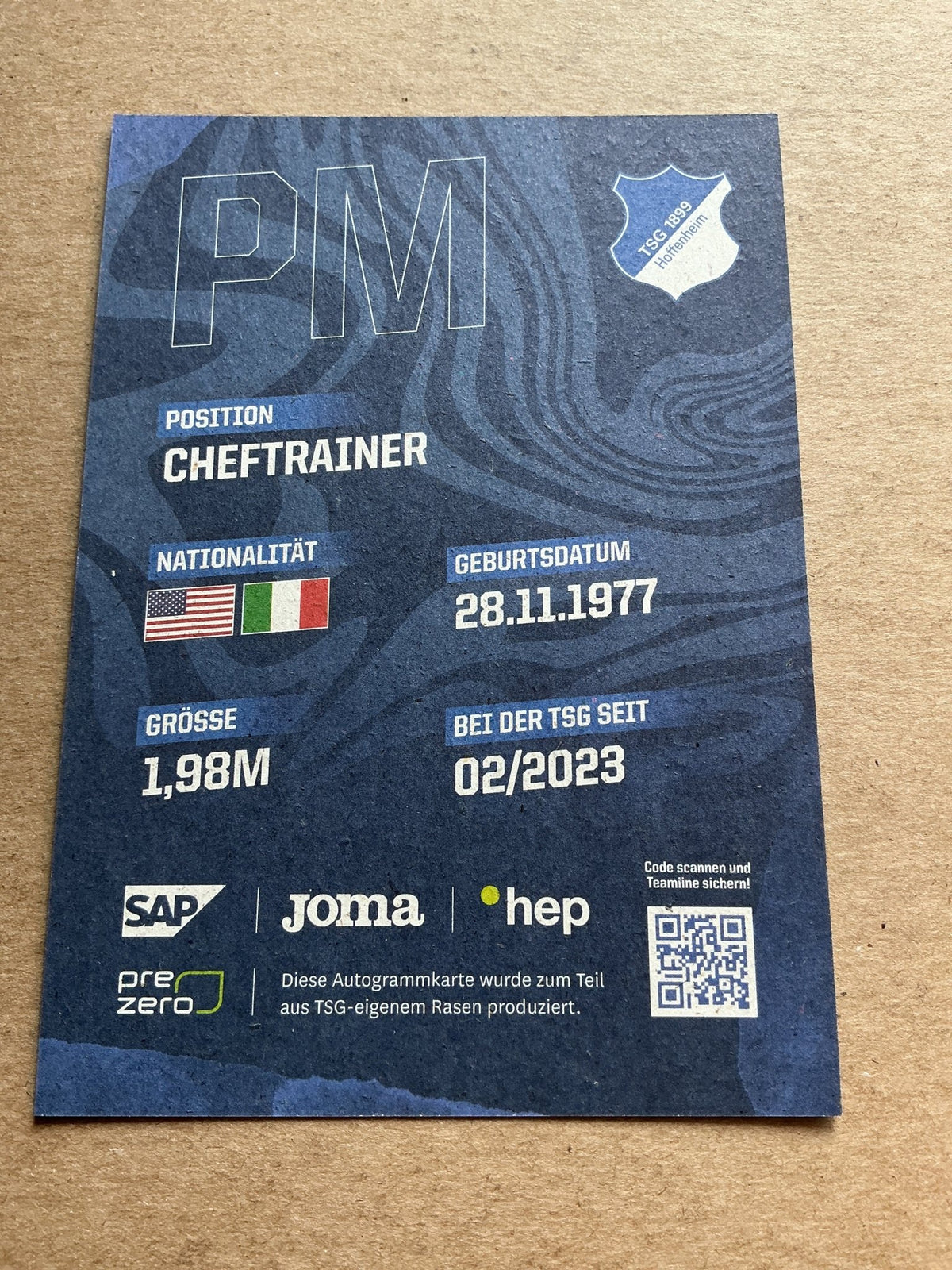 Pellegrino Matarazzo, USA 🇺🇸 TSG 1899 Hoffenheim 2023/24 hand signed - Autographs-World