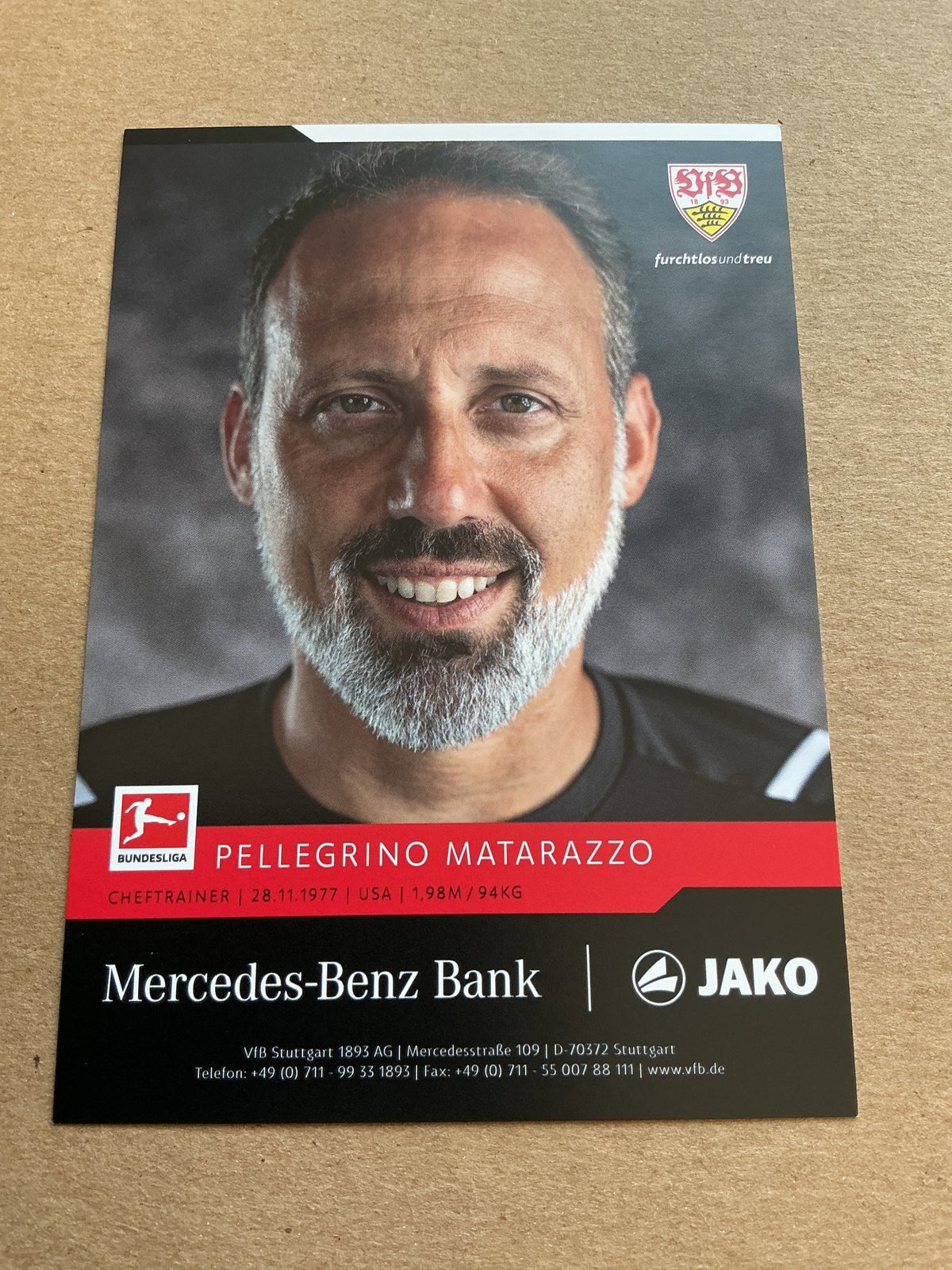 Pellegrino Matarazzo, USA 🇺🇸 VfB Stuttgart 2021/22 hand signed - Autographs-World