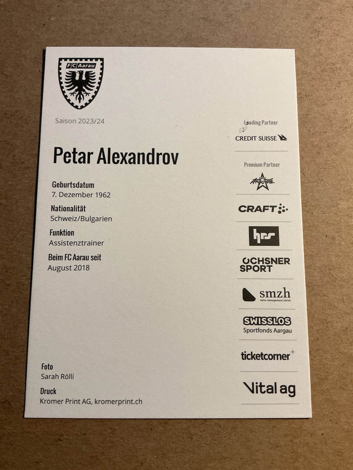 Petar Alexandrov, Switzerland 🇨🇭FC Aarau 2023/24 hand signed - Autographs-World