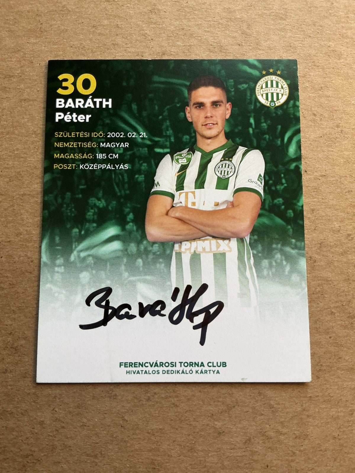 Péter Baráth, Hungary 🇭🇺 Ferencváros 2022/23 hand signed - Autographs-World