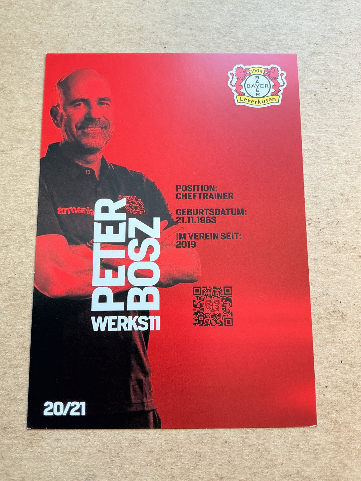 Peter Bosz, Netherlands 🇳🇱 Bayer 04 Leverkusen 2020/21 hand signed - Autographs-World