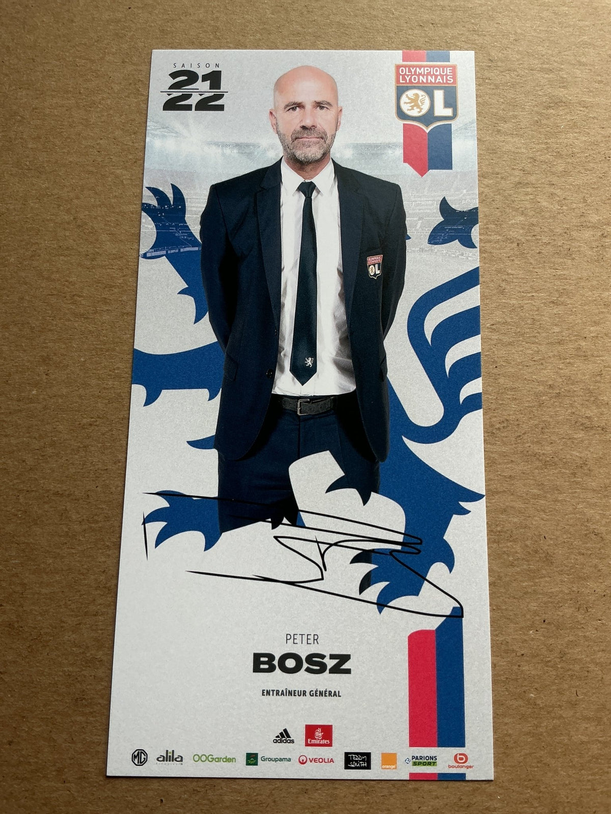 Peter Bosz, Netherlands 🇳🇱 Olympique Lyon 2021/22 hand signed - Autographs-World