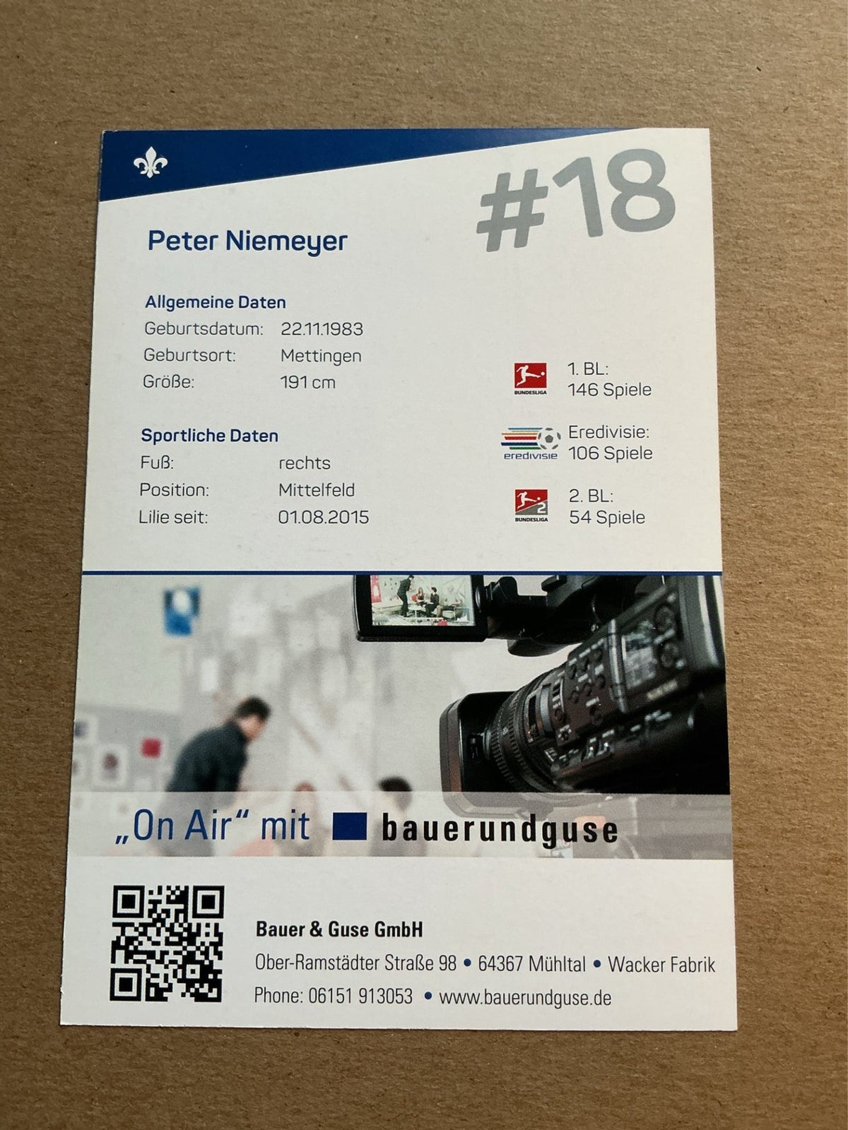 Peter Niemeyer, Germany 🇩🇪 SV Darmstadt 98 2017/18 hand signed - Autographs-World