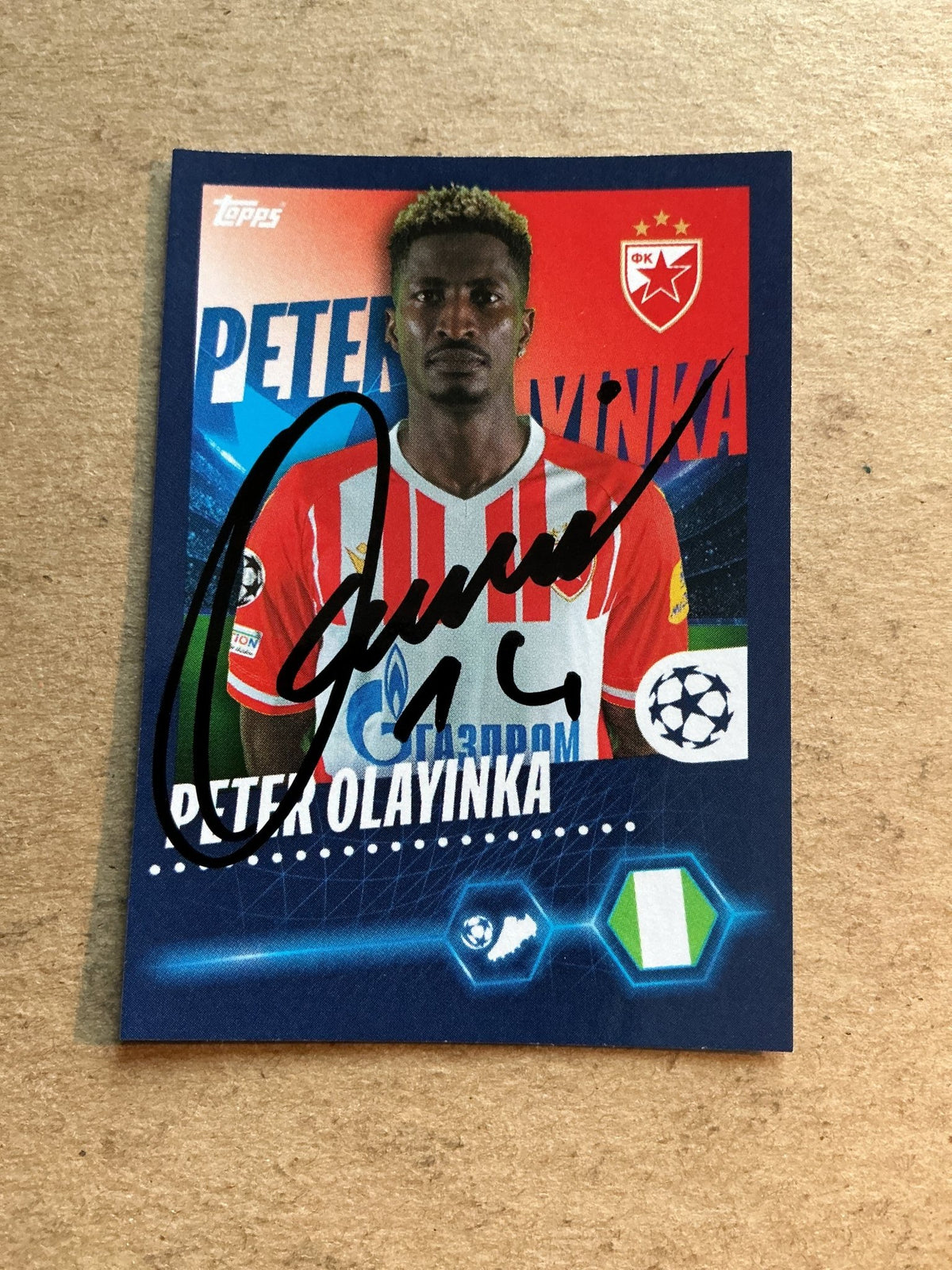 Peter Olayinka, Nigeria 🇳🇬 Red Star Belgrade 2023/24 Topps hand signed - Autographs-World