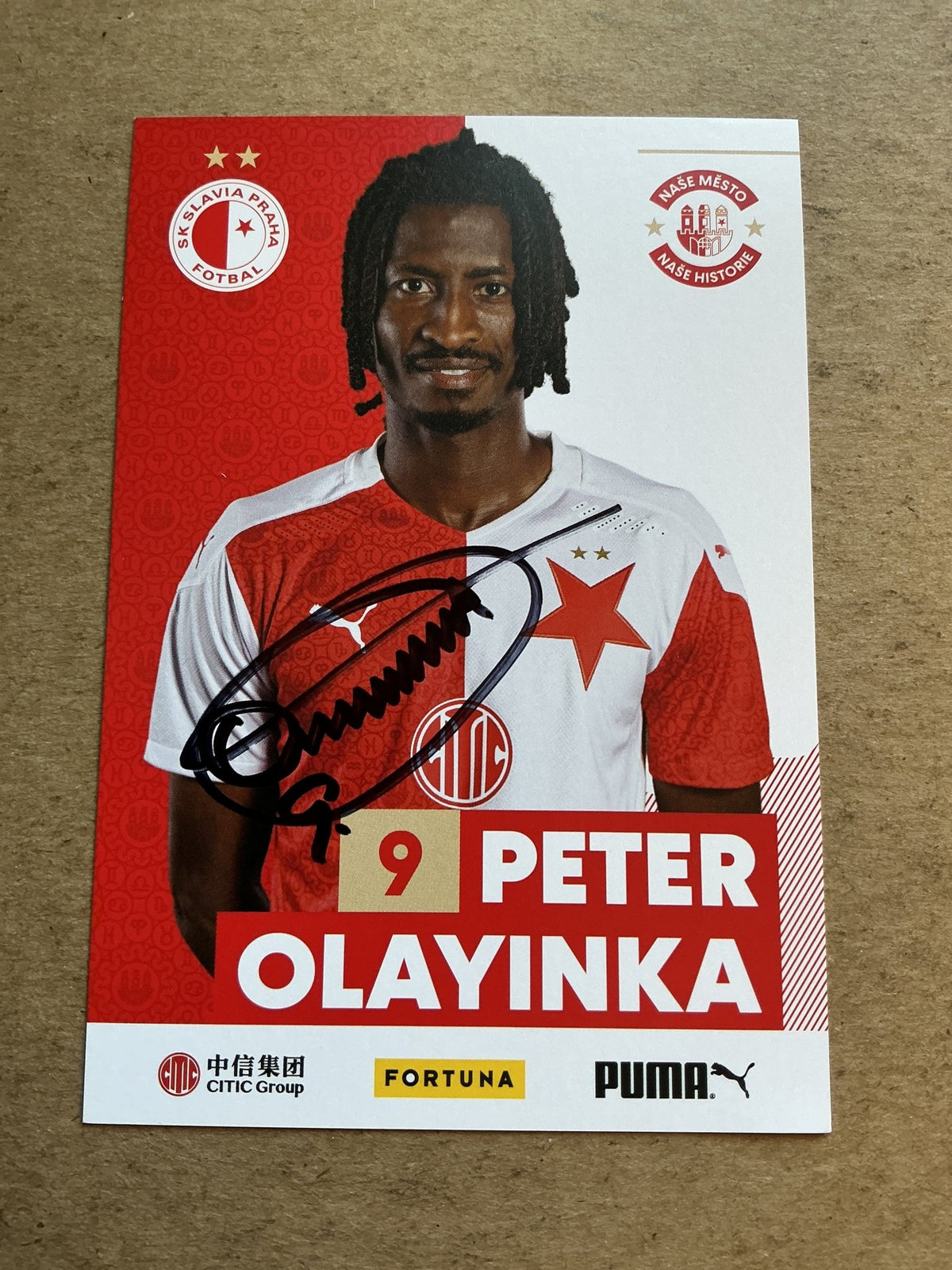 Peter Olayinka, Nigeria 🇳🇬 SK Slavia Prague 2020/21 hand signed - Autographs-World
