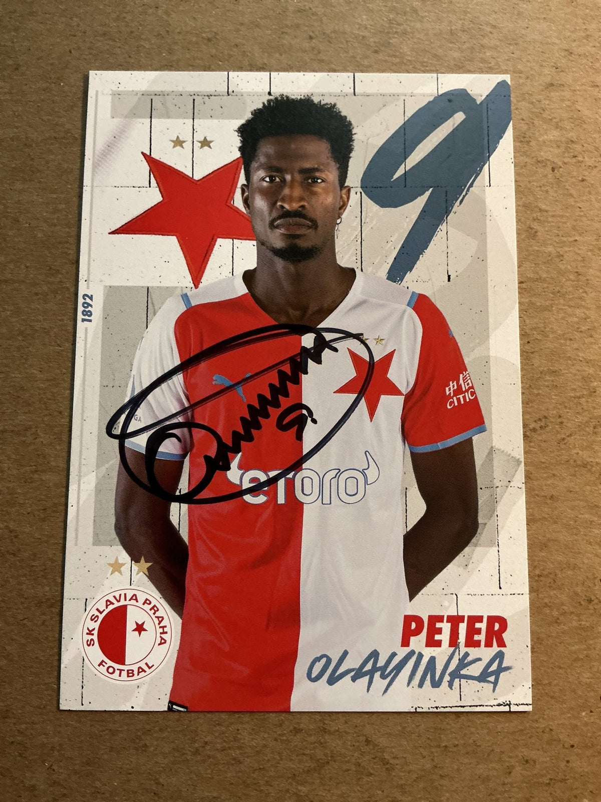 Peter Olayinka, Nigeria 🇳🇬 SK Slavia Prague 2021/22 hand signed - Autographs-World