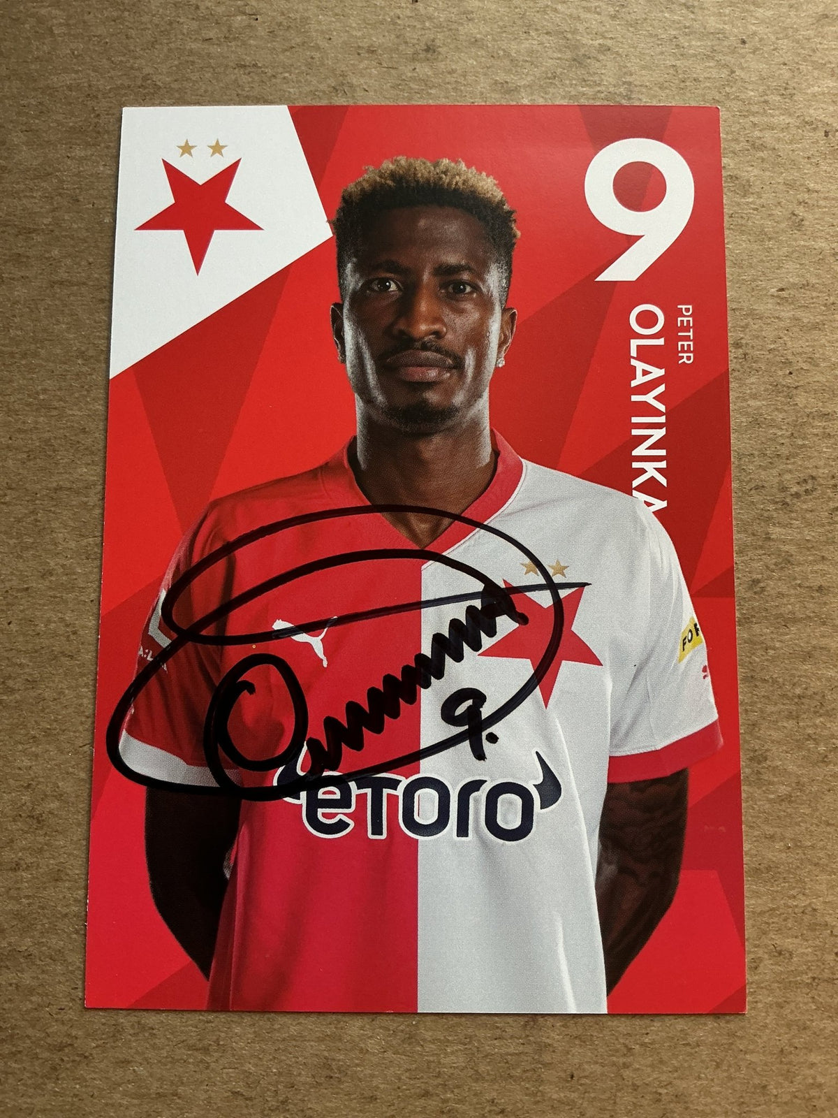 Peter Olayinka, Nigeria 🇳🇬 SK Slavia Prague 2022/23 hand signed - Autographs-World
