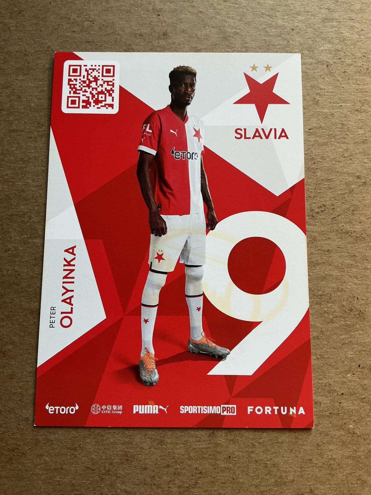 Peter Olayinka, Nigeria 🇳🇬 SK Slavia Prague 2022/23 hand signed - Autographs-World
