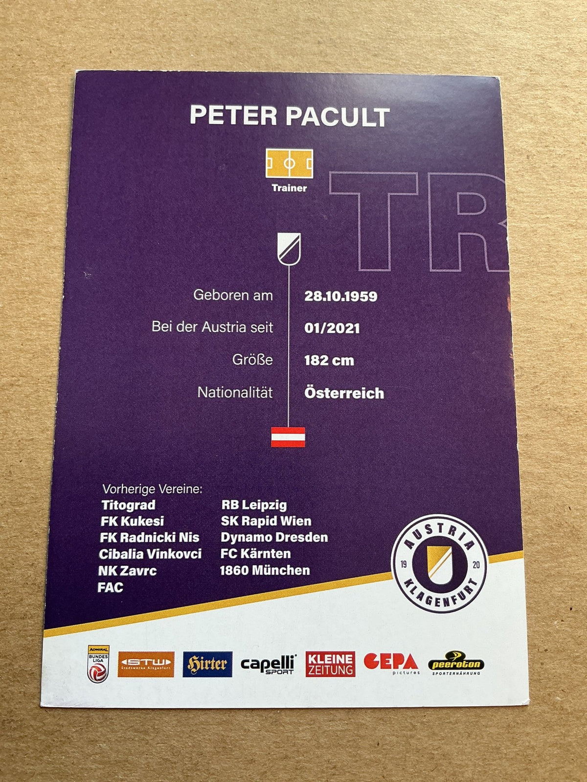 Peter Pacult, Austria 🇦🇹 Austria Klagenfurt 2023/24 hand signed - Autographs-World