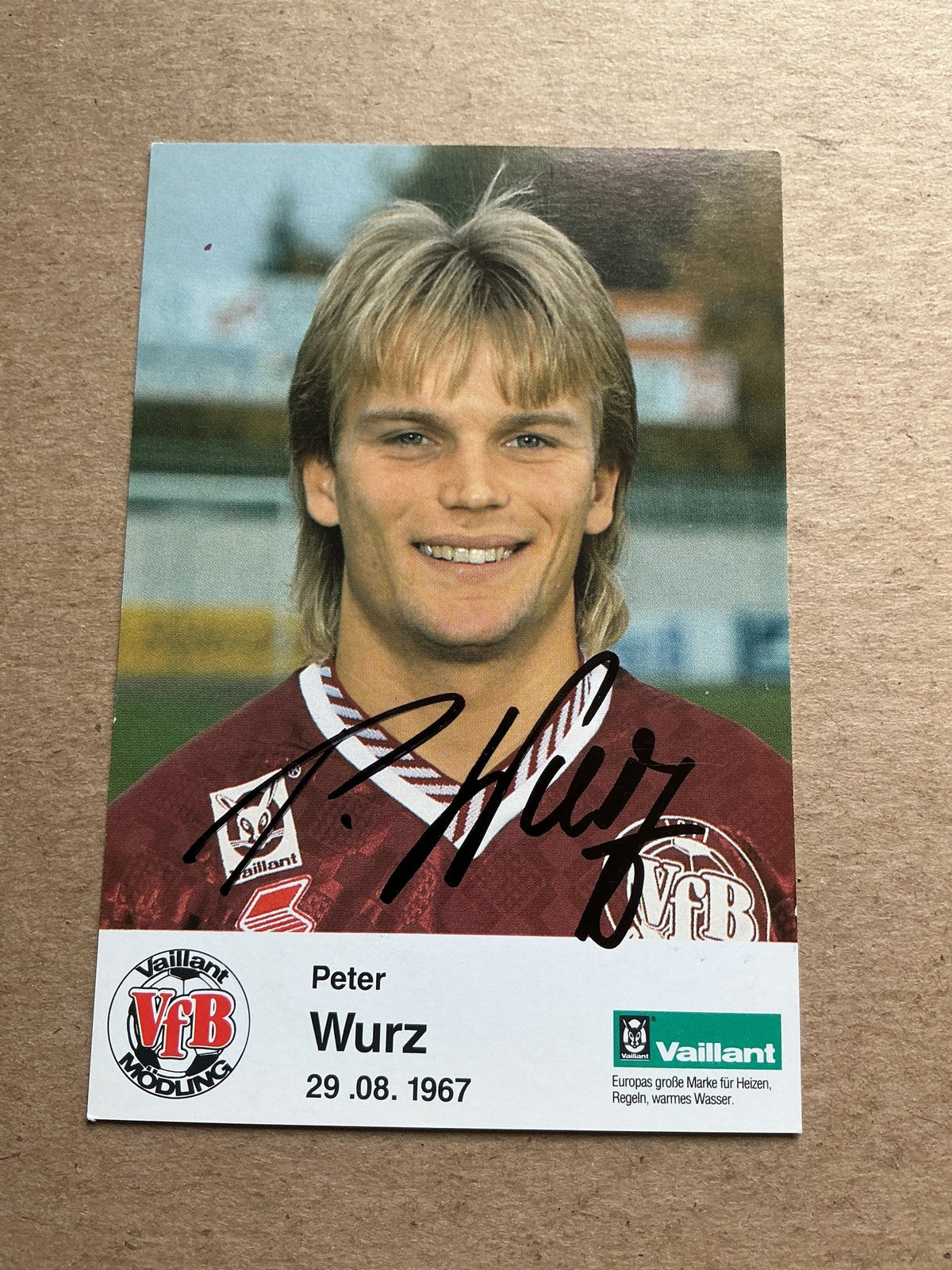 Peter Wurz, Austria 🇦🇹 VfB Mödling 1992/93 hand signed - Autographs-World