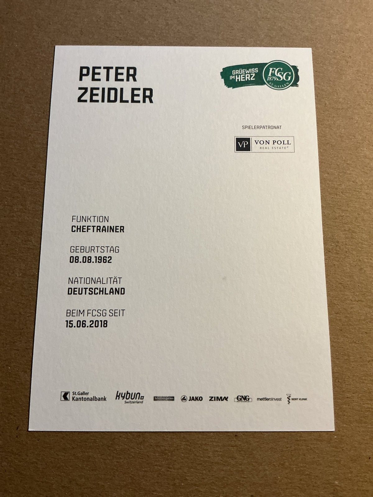 Peter Zeidler, Germany 🇩🇪 FC St. Gallen 2021/22 hand signed - Autographs-World