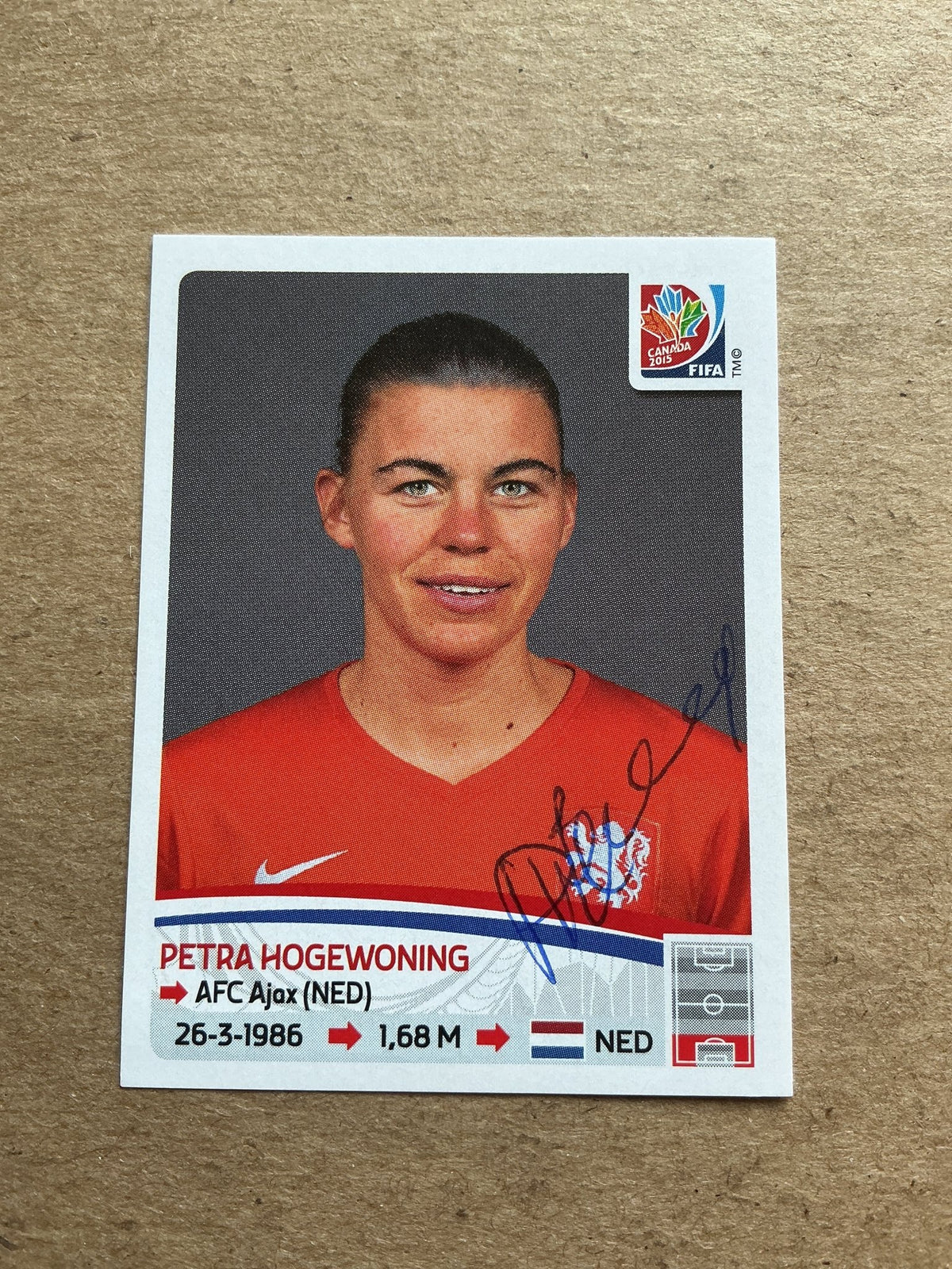 Petra Hogewoning, Netherlands 🇳🇱 FIFA Women’s World Cup 2015 Panini hand signed - Autographs-World