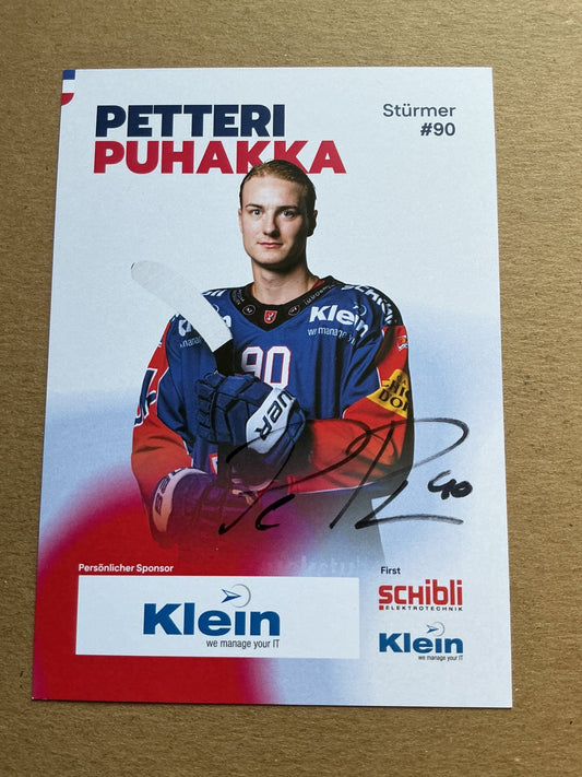 Petteri Puhakka, Finland 🇫🇮 EHC Kloten 2025/26 hand signed - Autographs-World