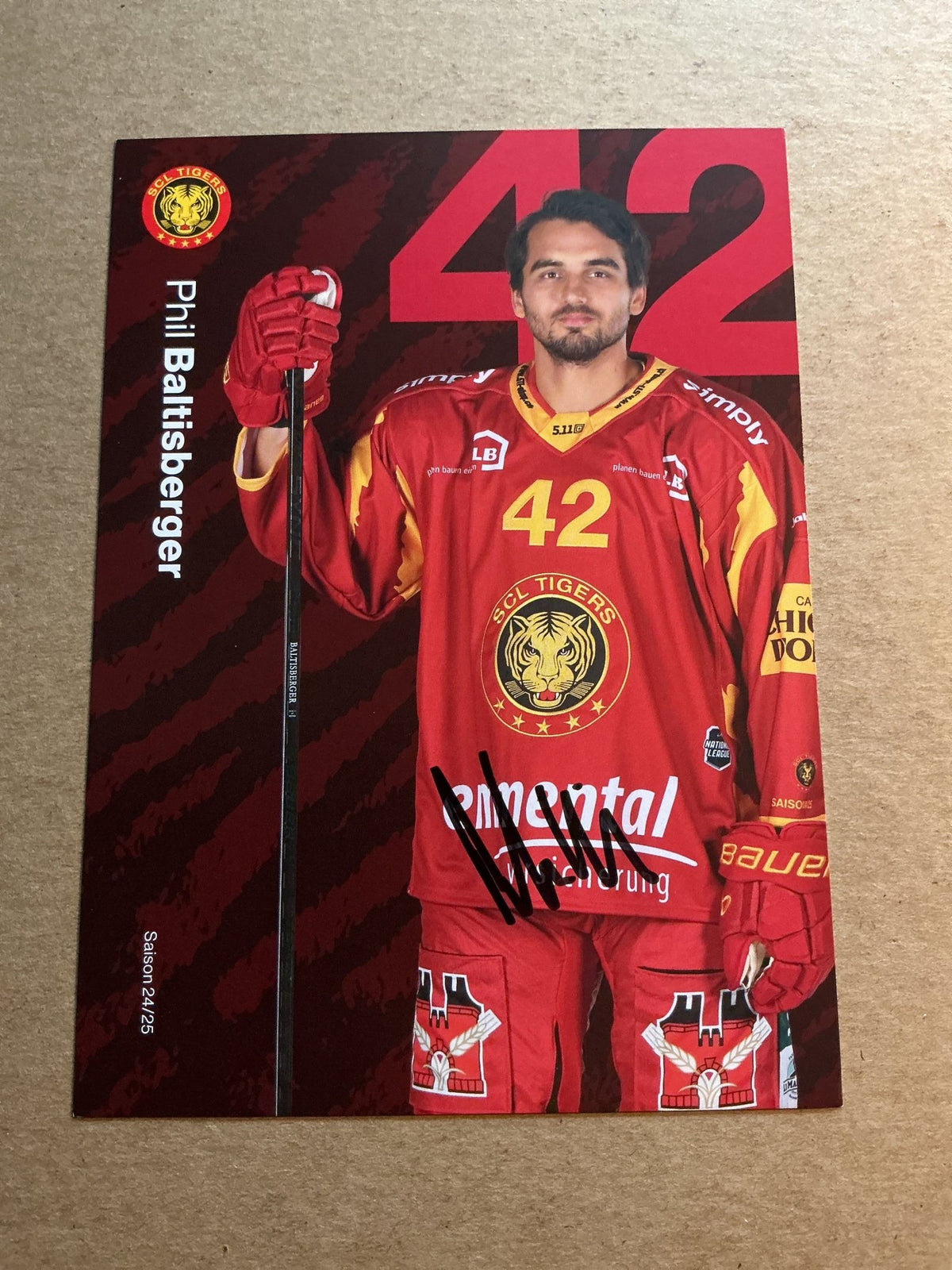 Phil Baltisberger, Switzerland 🇨🇭 SCL Tigers 2024/25 hand signed - Autographs-World