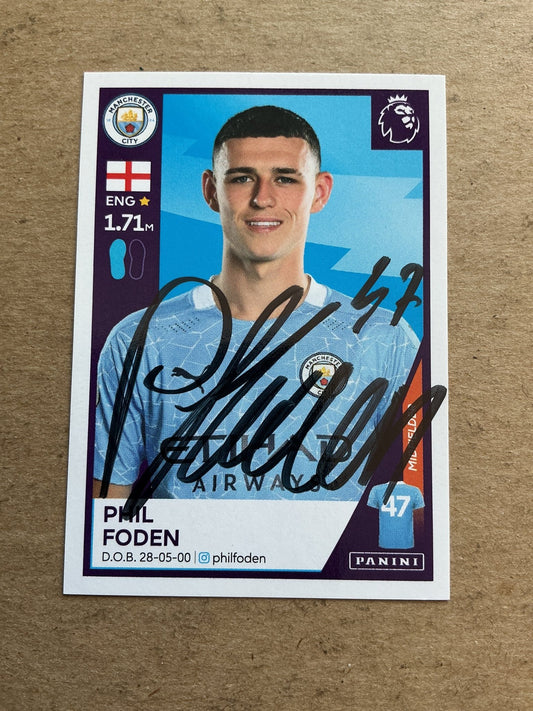 Phil Foden, England 🏴󠁧󠁢󠁥󠁮󠁧󠁿 Manchester City 2021 Panini hand signed - Autographs-World