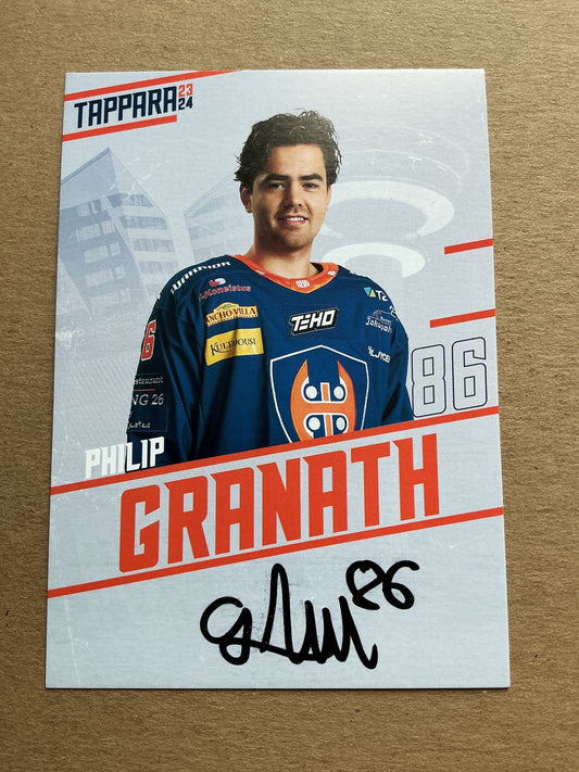 Philip Granath, Norway 🇳🇴 Tappara Tampere 2023/24 hand signed - Autographs-World