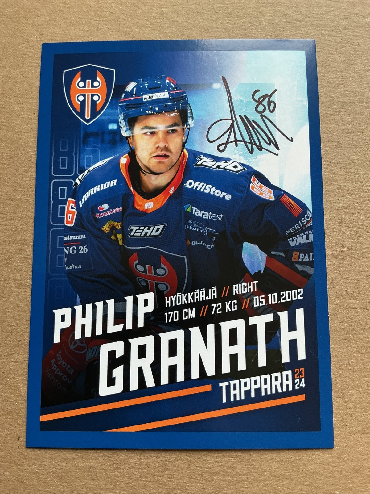 Philip Granath, Norway 🇳🇴 Tappara Tampere 2023/24 hand signed - Autographs-World