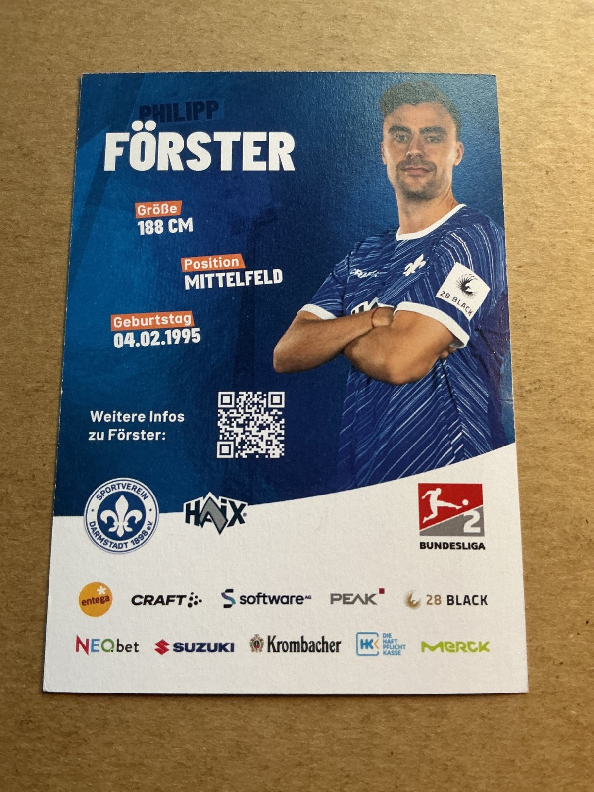 Philipp Förster, Germany 🇩🇪 SV Darmstadt 98 2023/24 hand signed - Autographs-World