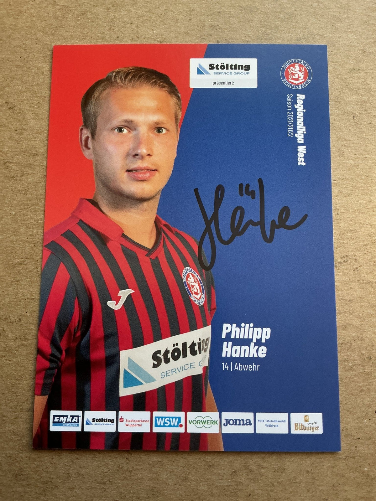 Philipp Hanke, Germany 🇩🇪 Wuppertaler SV 2021/22 hand signed - Autographs-World