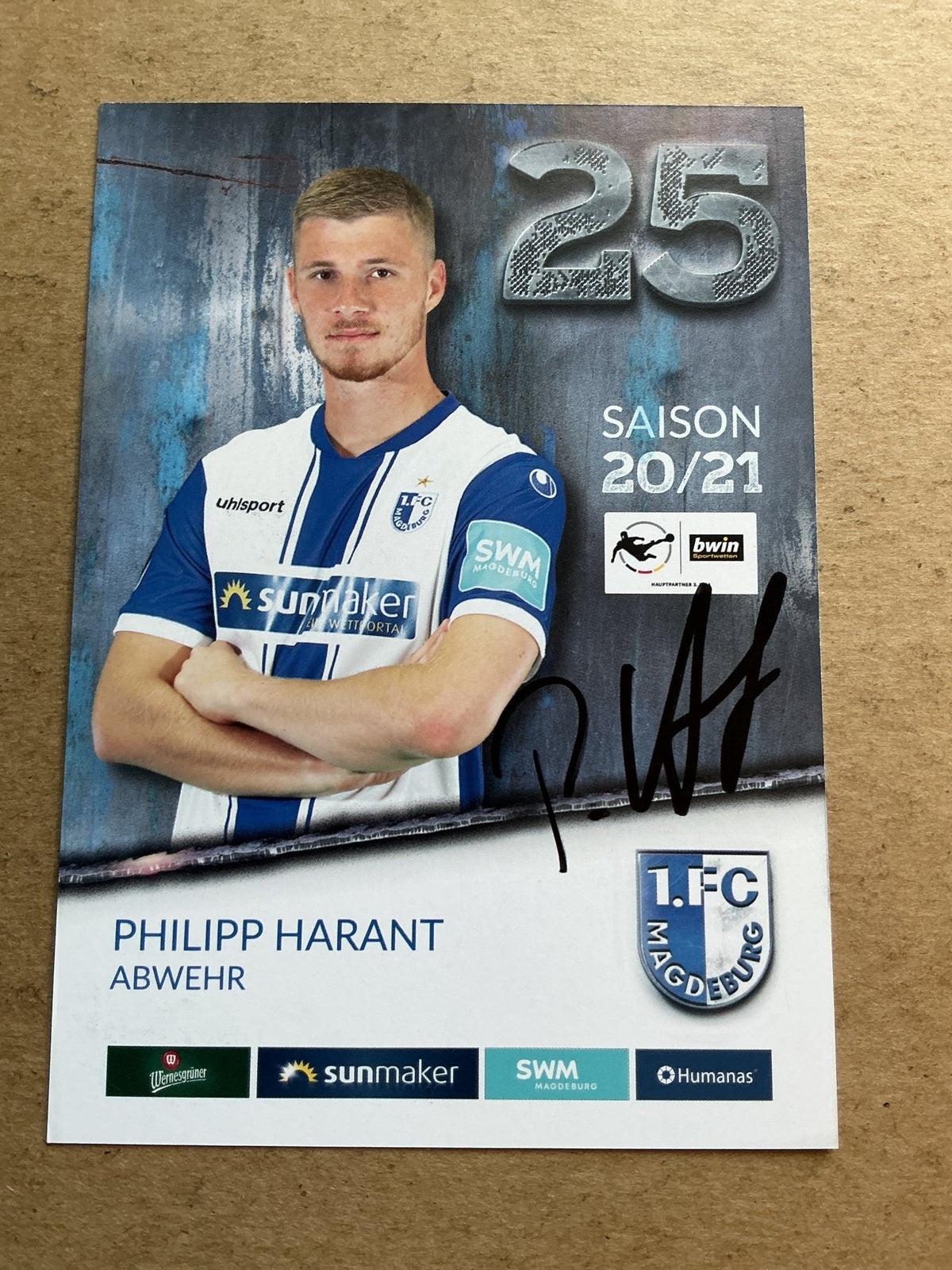 Philipp Harant, Germany 🇩🇪 1.FC Magdeburg 2020/21 hand signed - Autographs-World