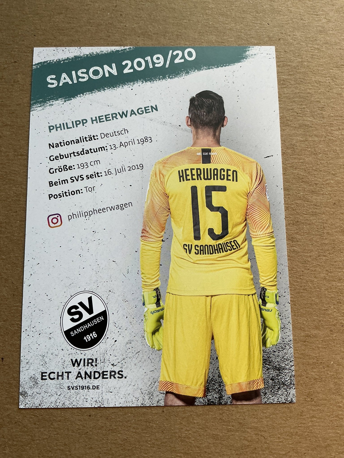 Philipp Heerwagen, Germany 🇩🇪 SV Sandhausen 2019/20 hand signed - Autographs-World