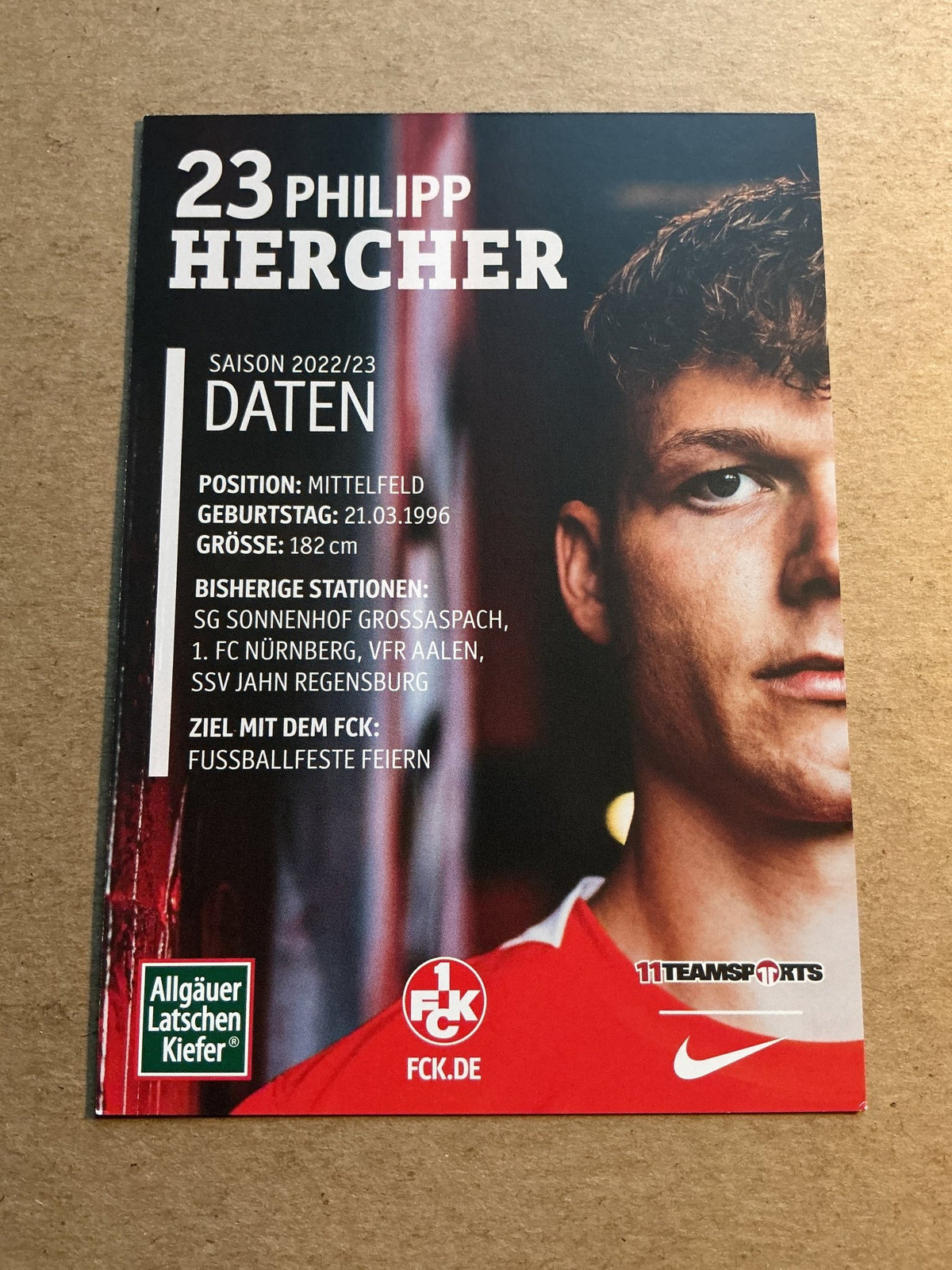 Philipp Hercher, Germany 🇩🇪 1.FC Kaiserslautern 2022/23 hand signed - Autographs-World