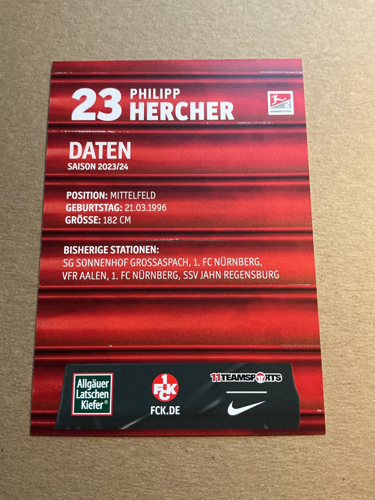 Philipp Hercher, Germany 🇩🇪 1.FC Kaiserslautern 2023/24 hand signed - Autographs-World